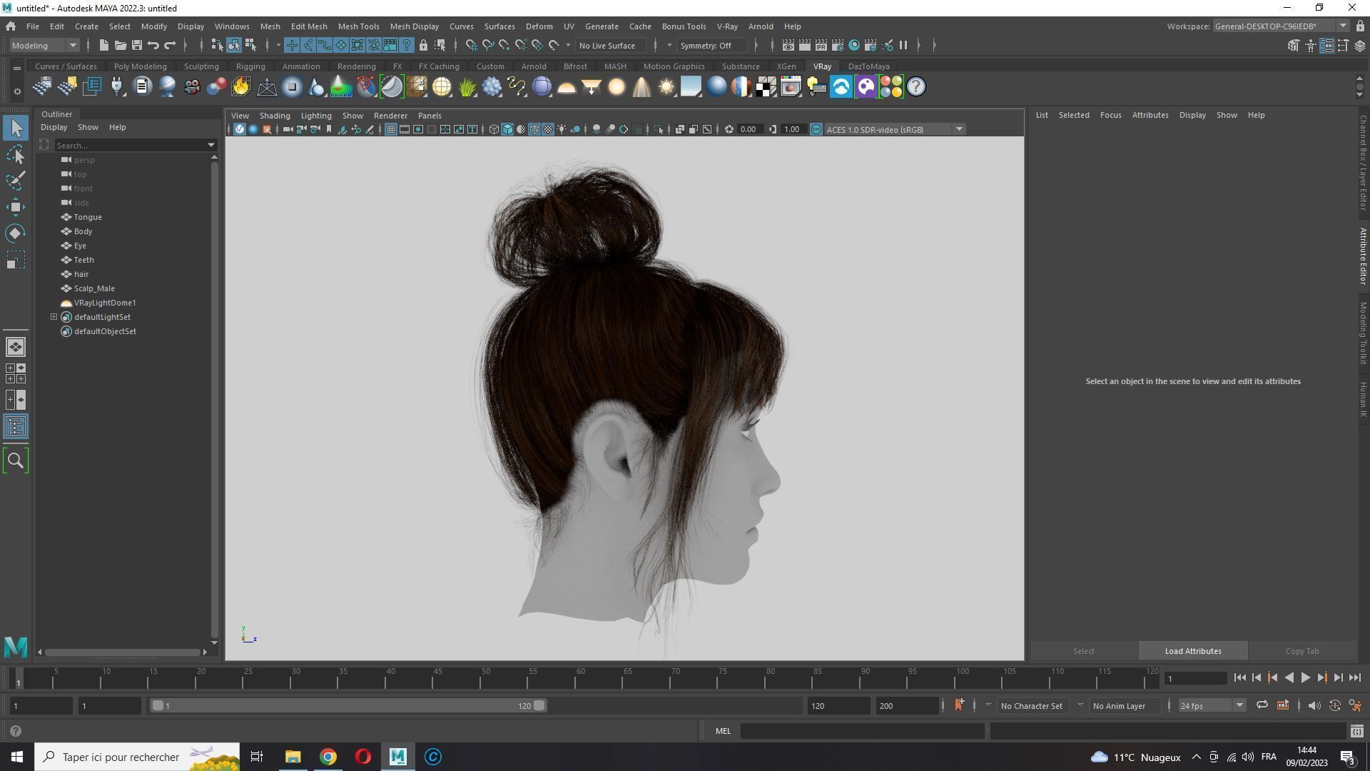 Realistic Female hair colorable Low-poly 3D model_18