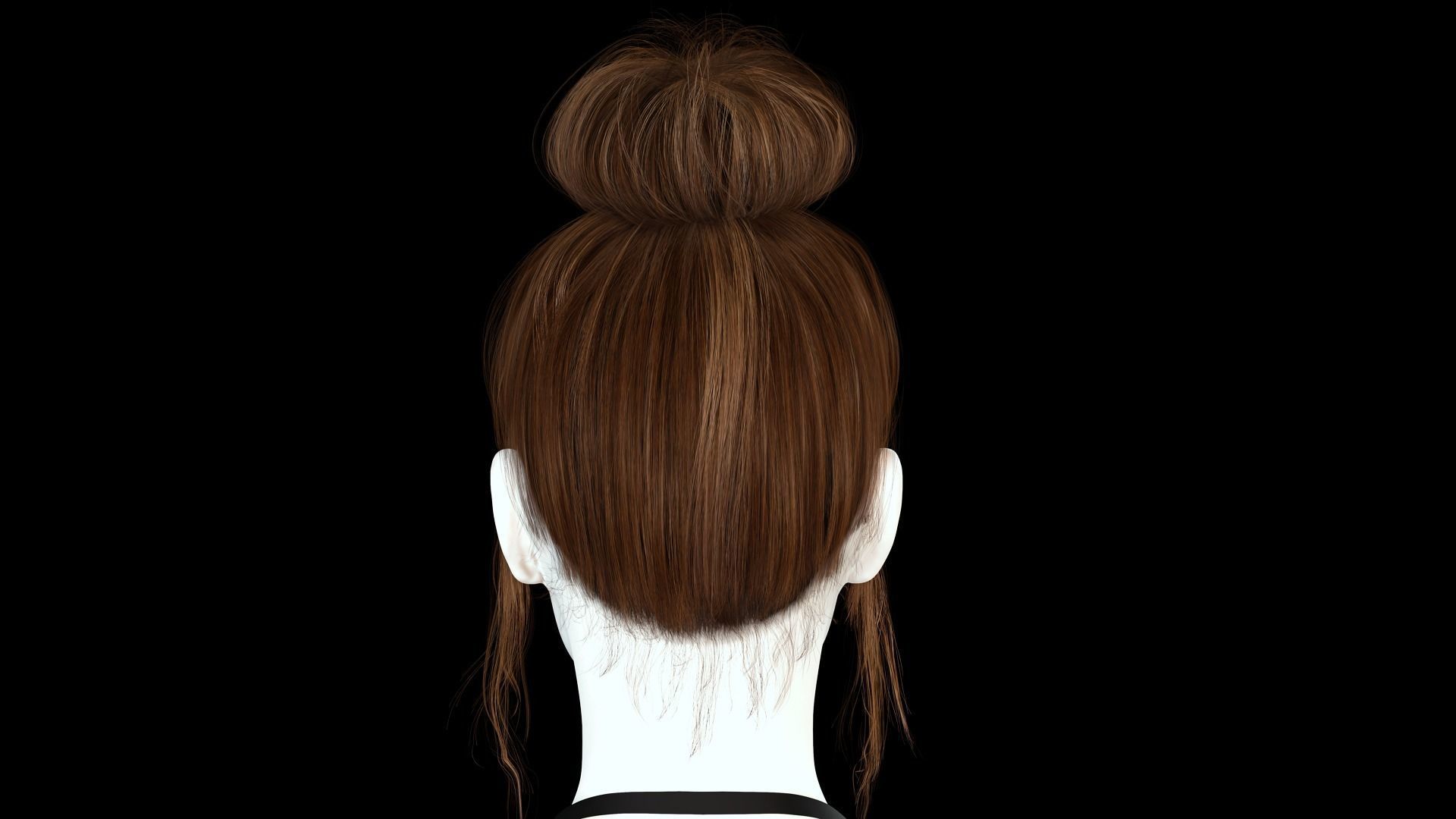Realistic Female hair colorable Low-poly 3D model_6
