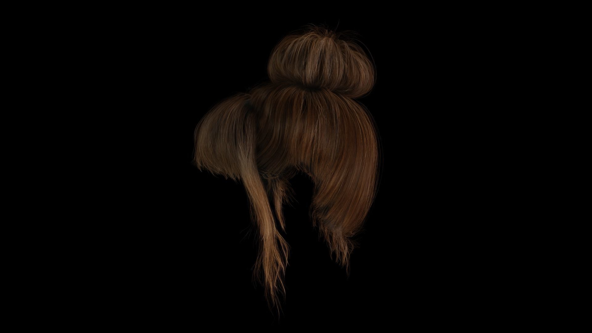 Realistic Female hair colorable Low-poly 3D model_8