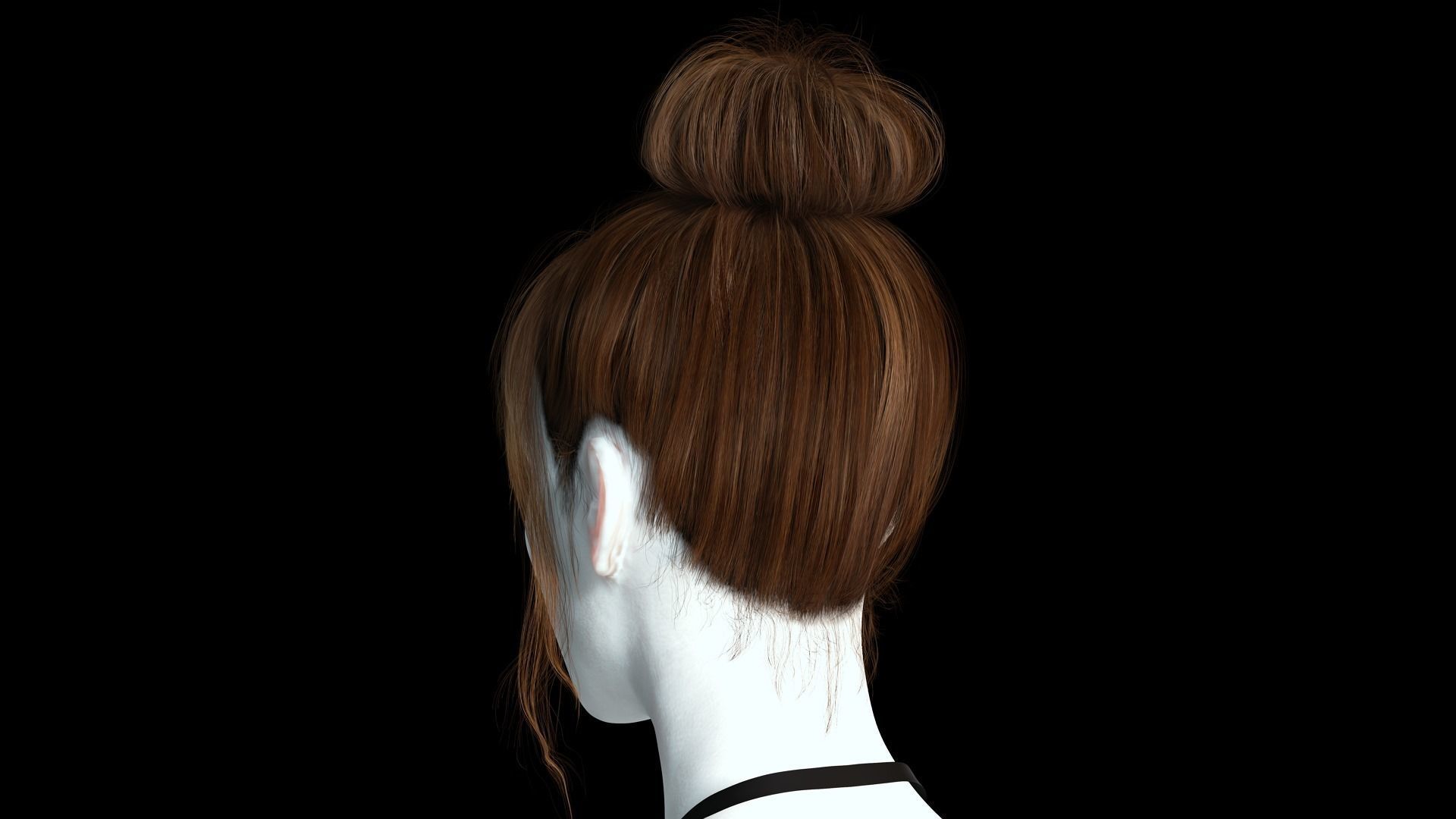 Realistic Female hair colorable Low-poly 3D model_5