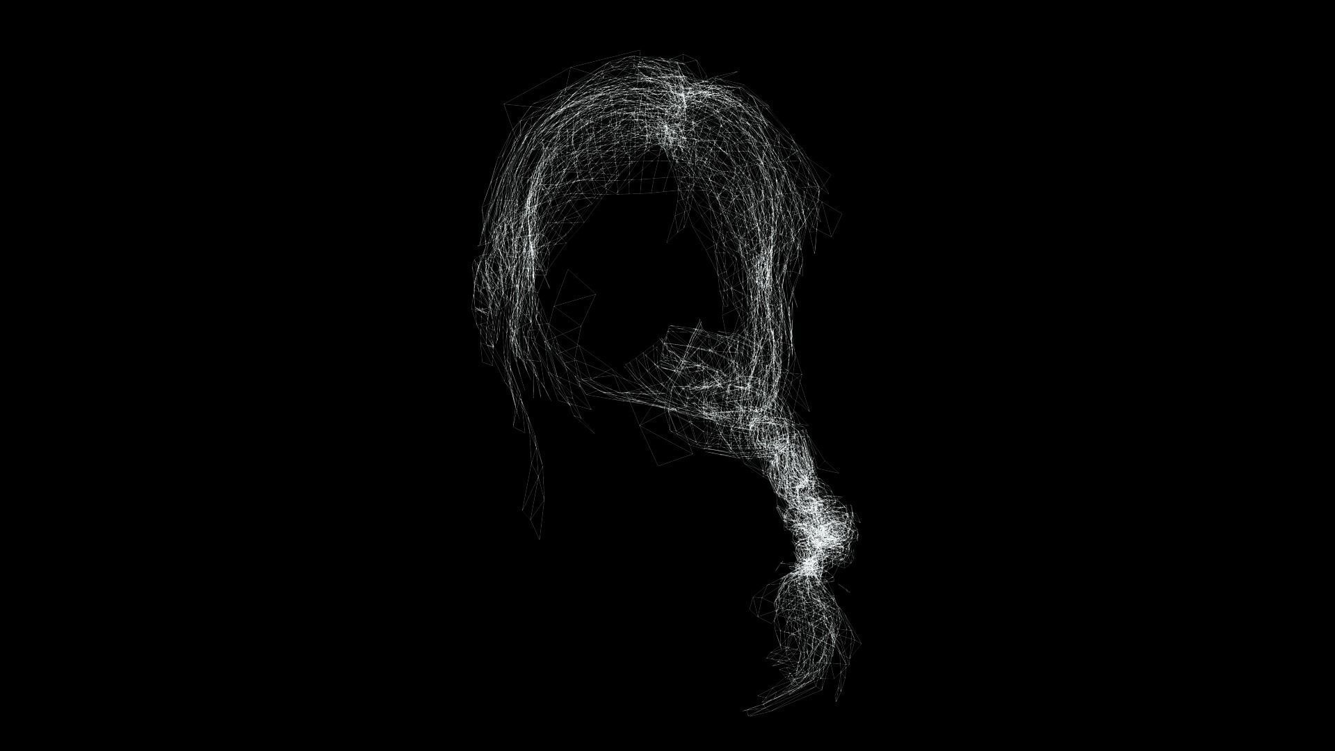 Realistic Female hair braid side Low-poly 3D model_13