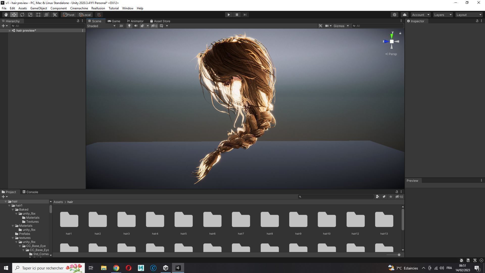 Realistic Female hair braid side Low-poly 3D model_26