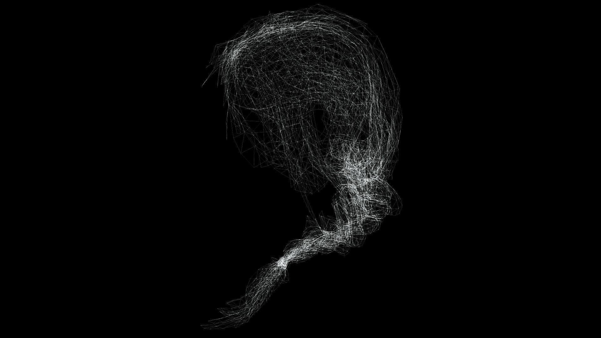 Realistic Female hair braid side Low-poly 3D model_12