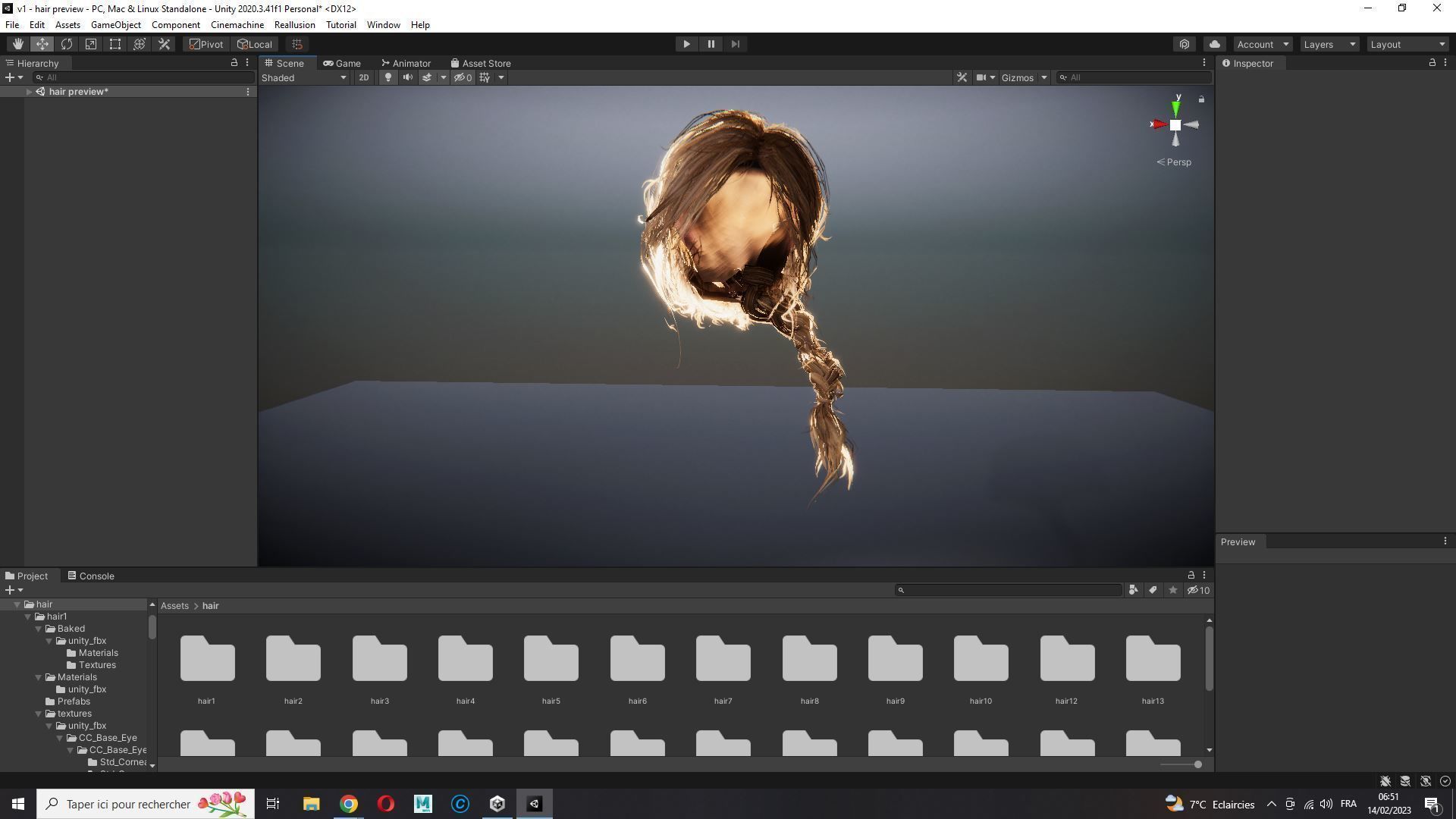 Realistic Female hair braid side Low-poly 3D model_27