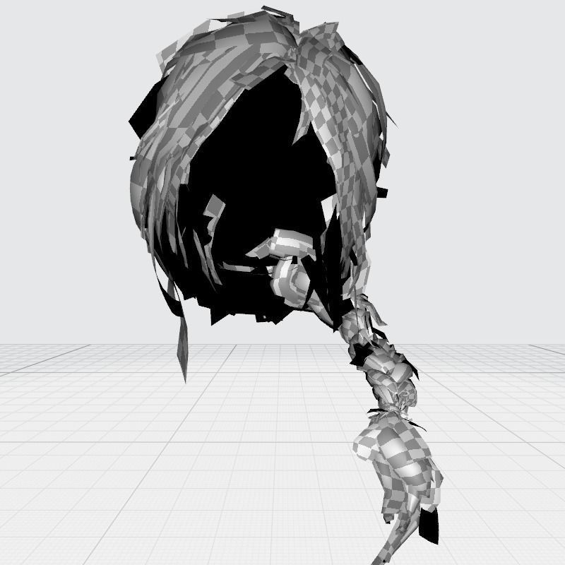 Realistic Female hair braid side Low-poly 3D model_28