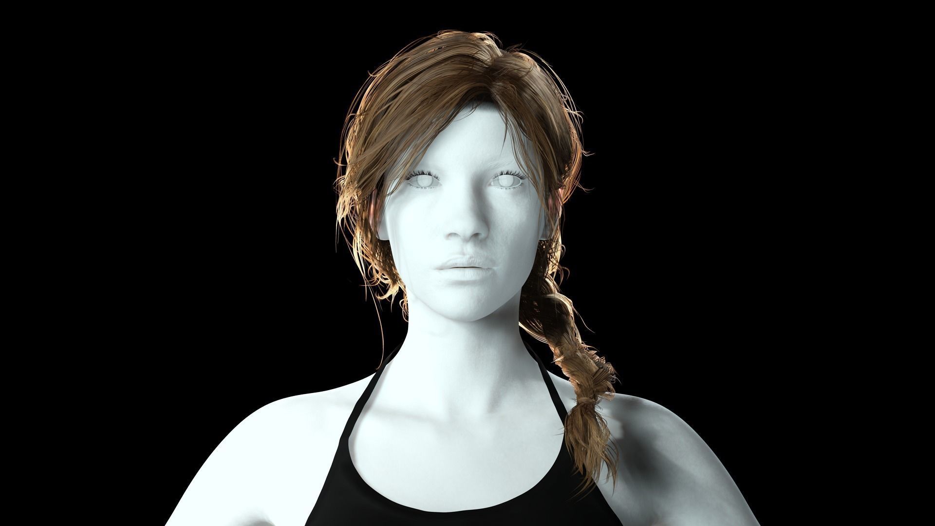 Realistic Female hair braid side Low-poly 3D model_2