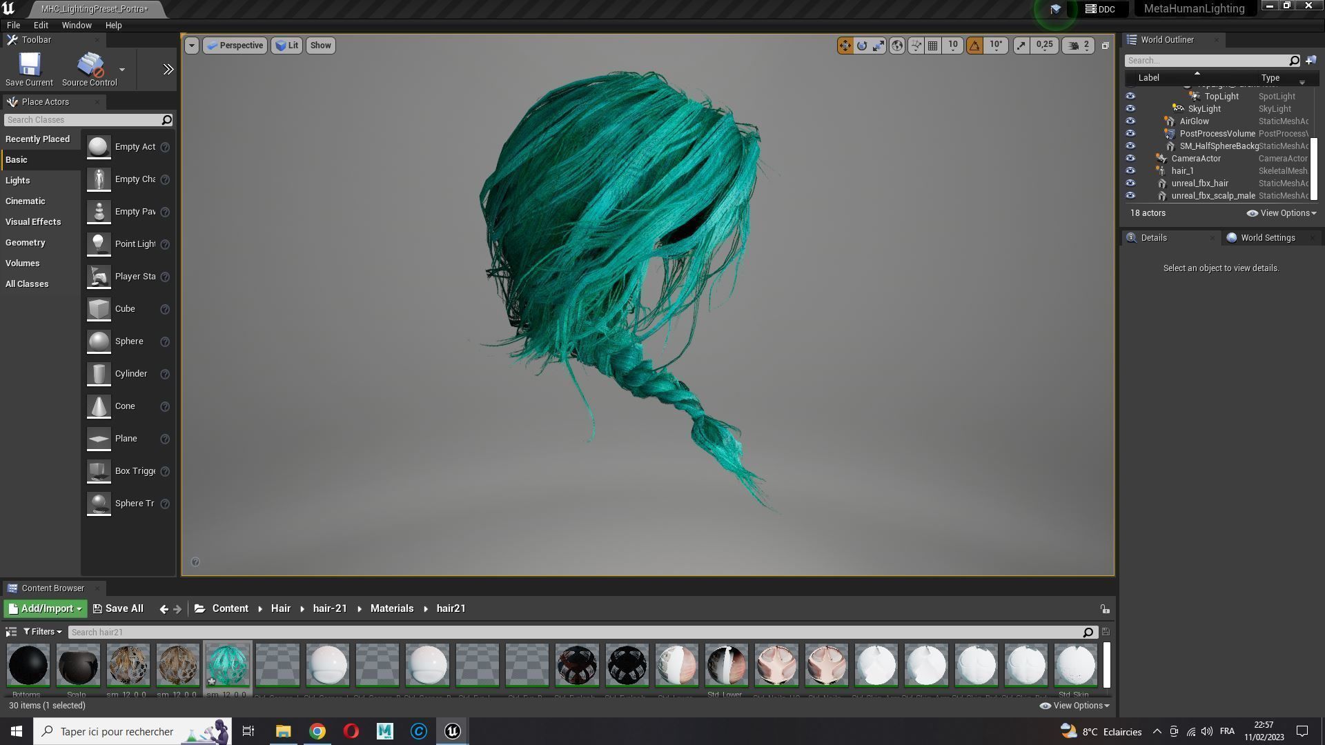 Realistic Female hair braid side Low-poly 3D model_23