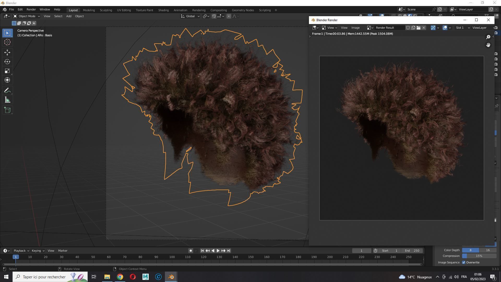 Realistic Hair afro Low-poly 3D model_15