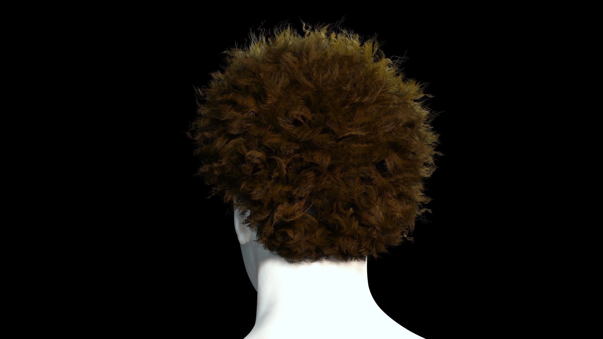 Realistic Hair afro Low-poly 3D model_5