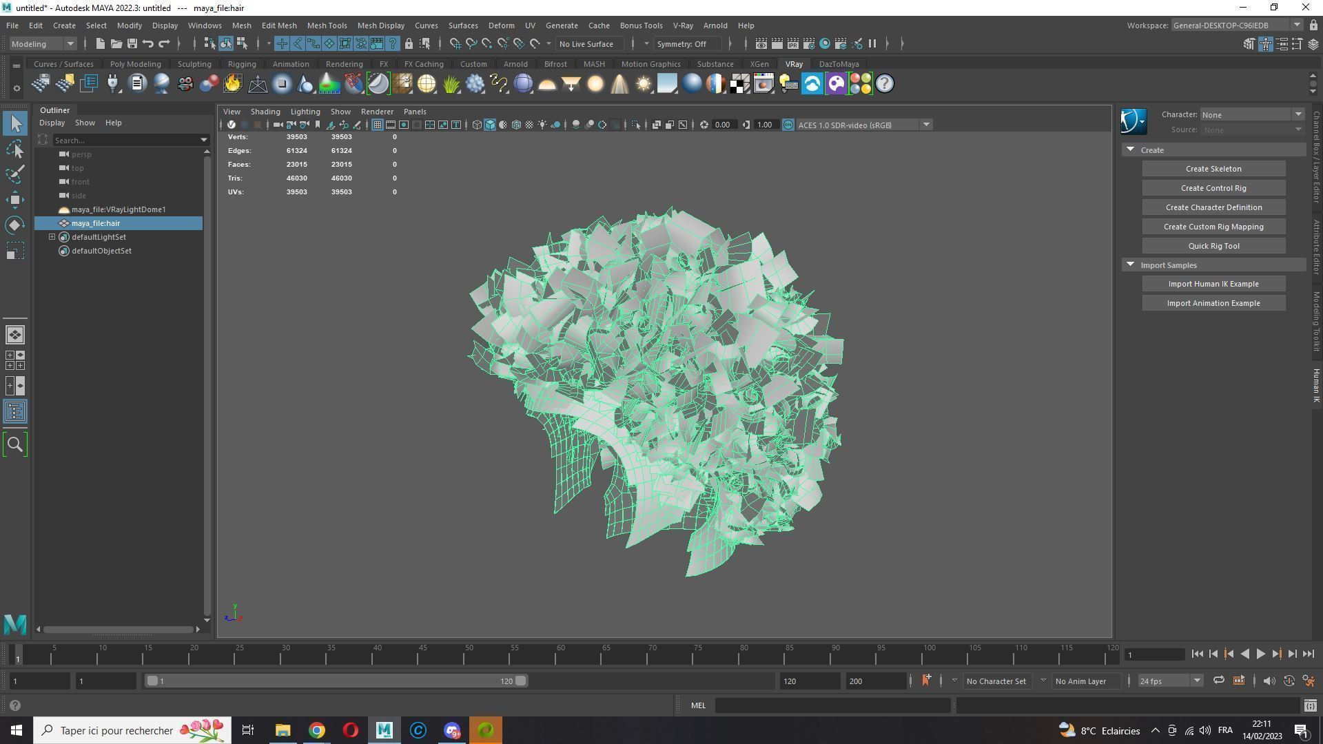 Realistic Hair afro Low-poly 3D model_20