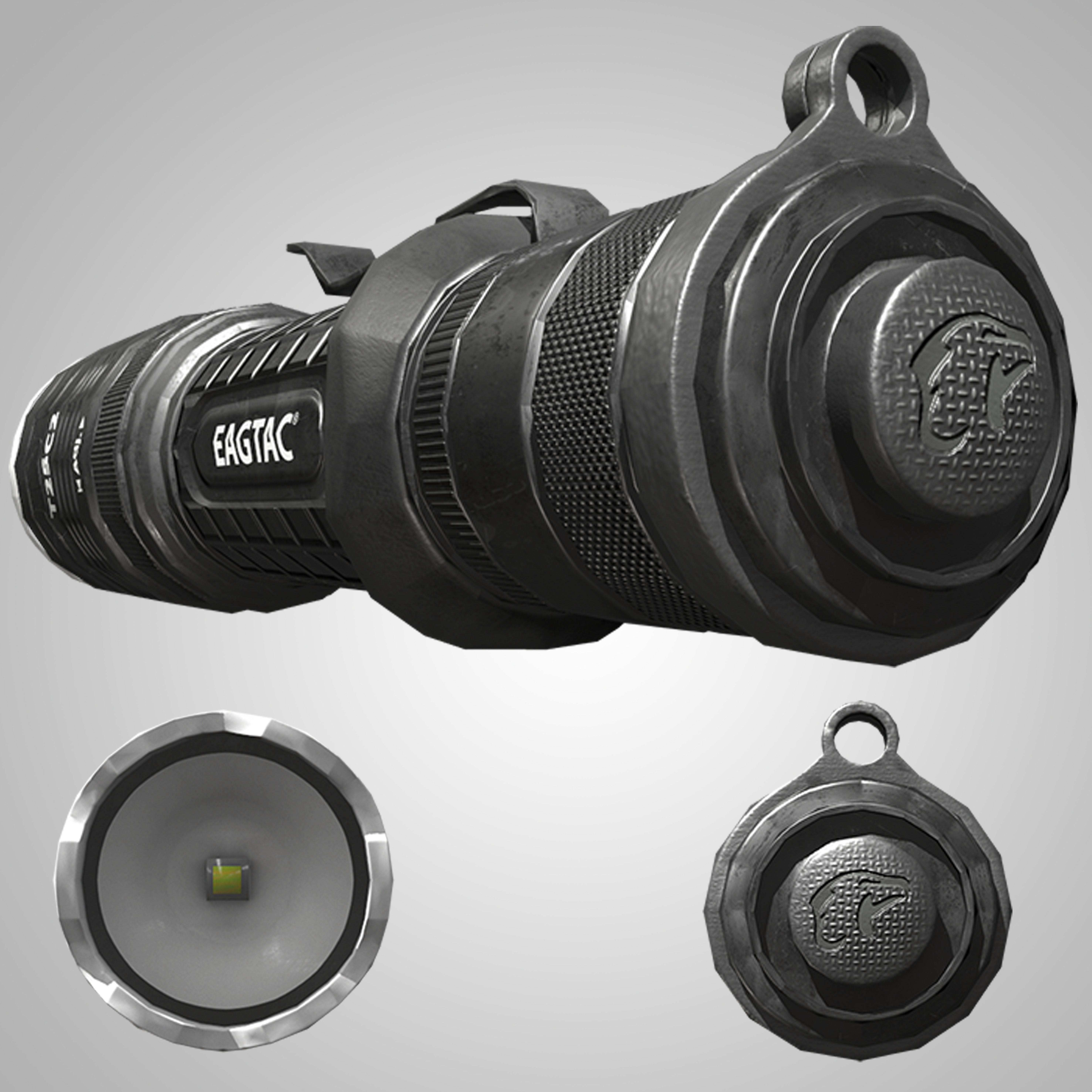 Military flashlight - Game Ready 4K Low-poly 3D model_3