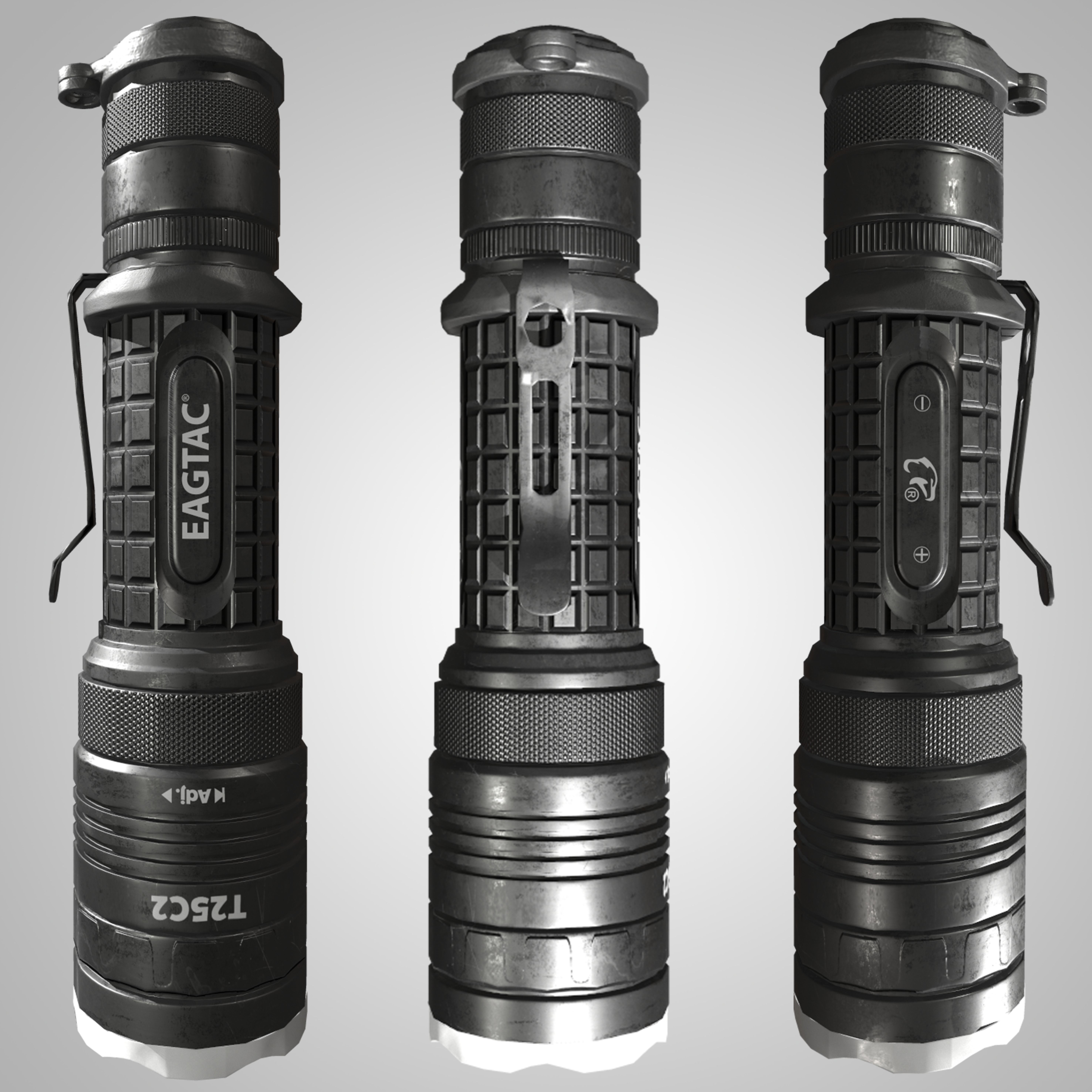 Military flashlight - Game Ready 4K Low-poly 3D model_1