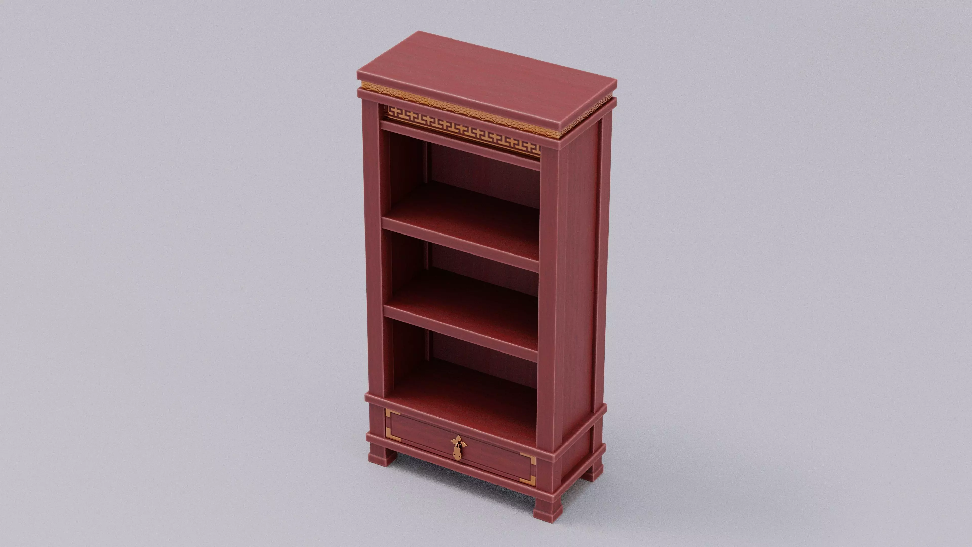 Chinese Trade Furniture Kit - 02 BookCase B Low-poly 3D model_0