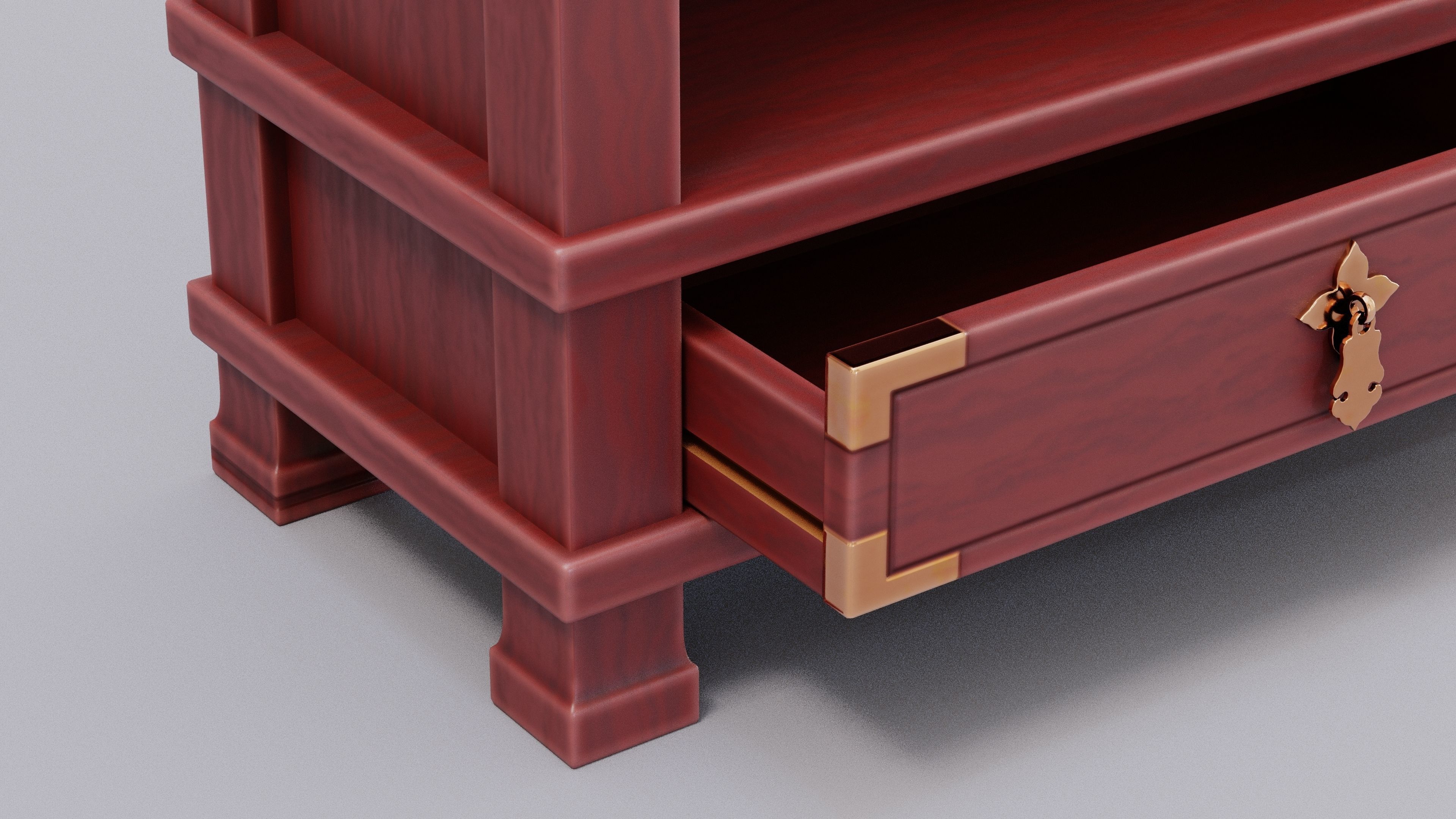 Chinese Trade Furniture Kit - 02 BookCase B Low-poly 3D model_6