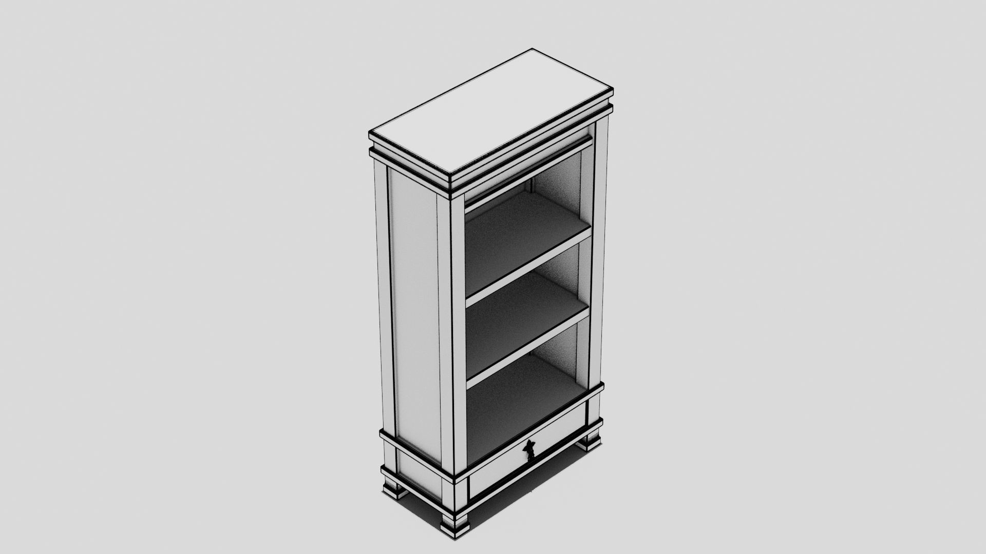 Chinese Trade Furniture Kit - 02 BookCase B Low-poly 3D model_9