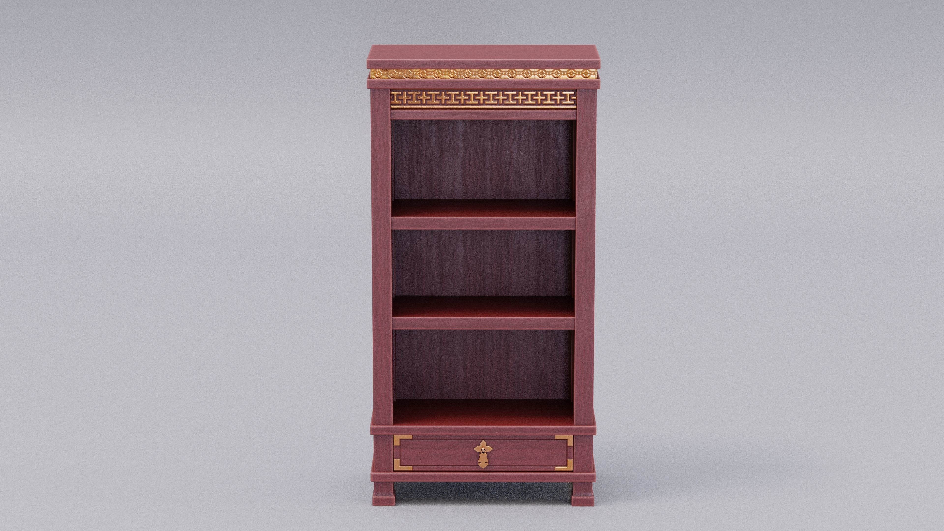 Chinese Trade Furniture Kit - 02 BookCase B Low-poly 3D model_4
