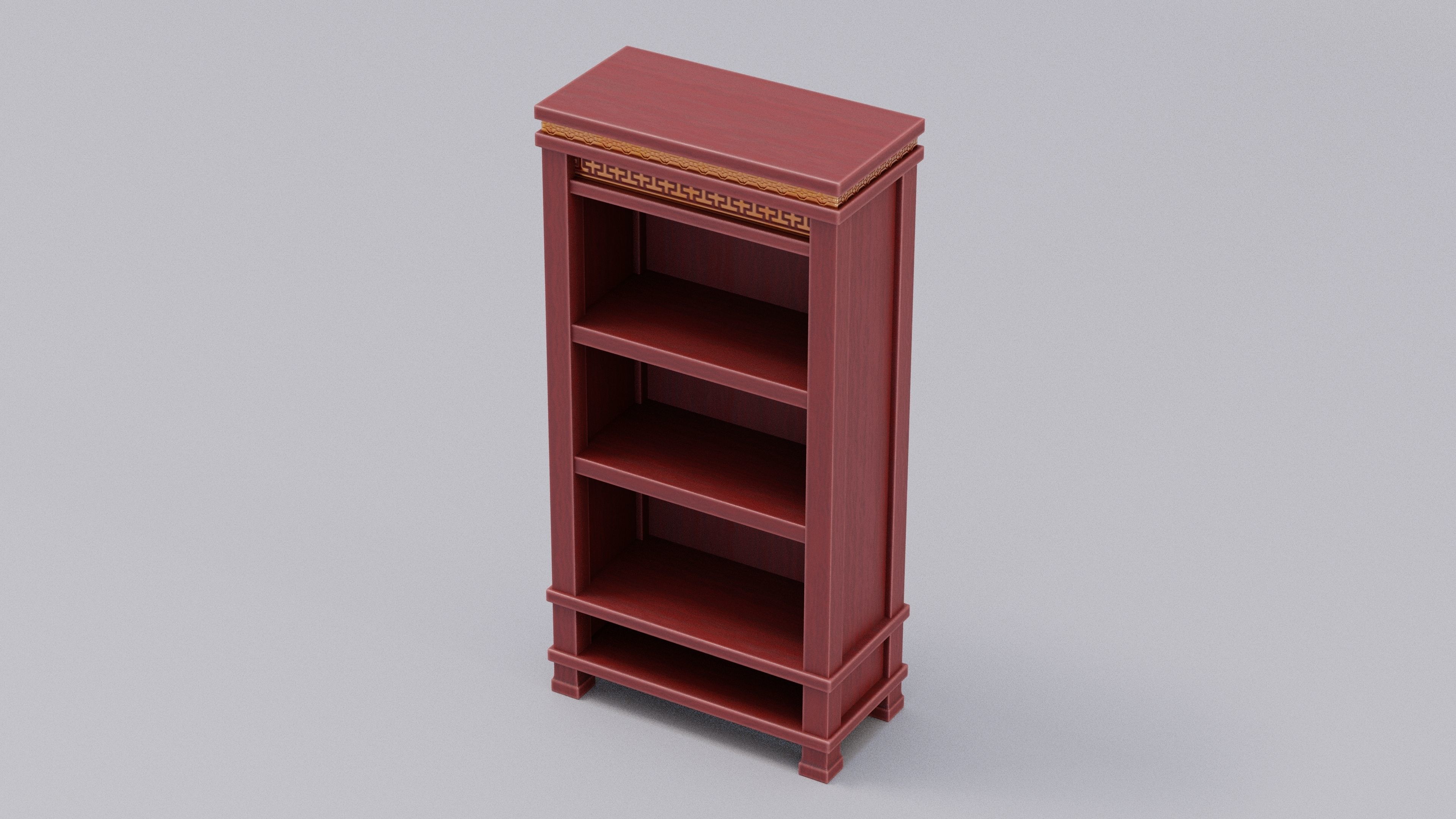 Chinese Trade Furniture Kit - 02 BookCase B Low-poly 3D model_2