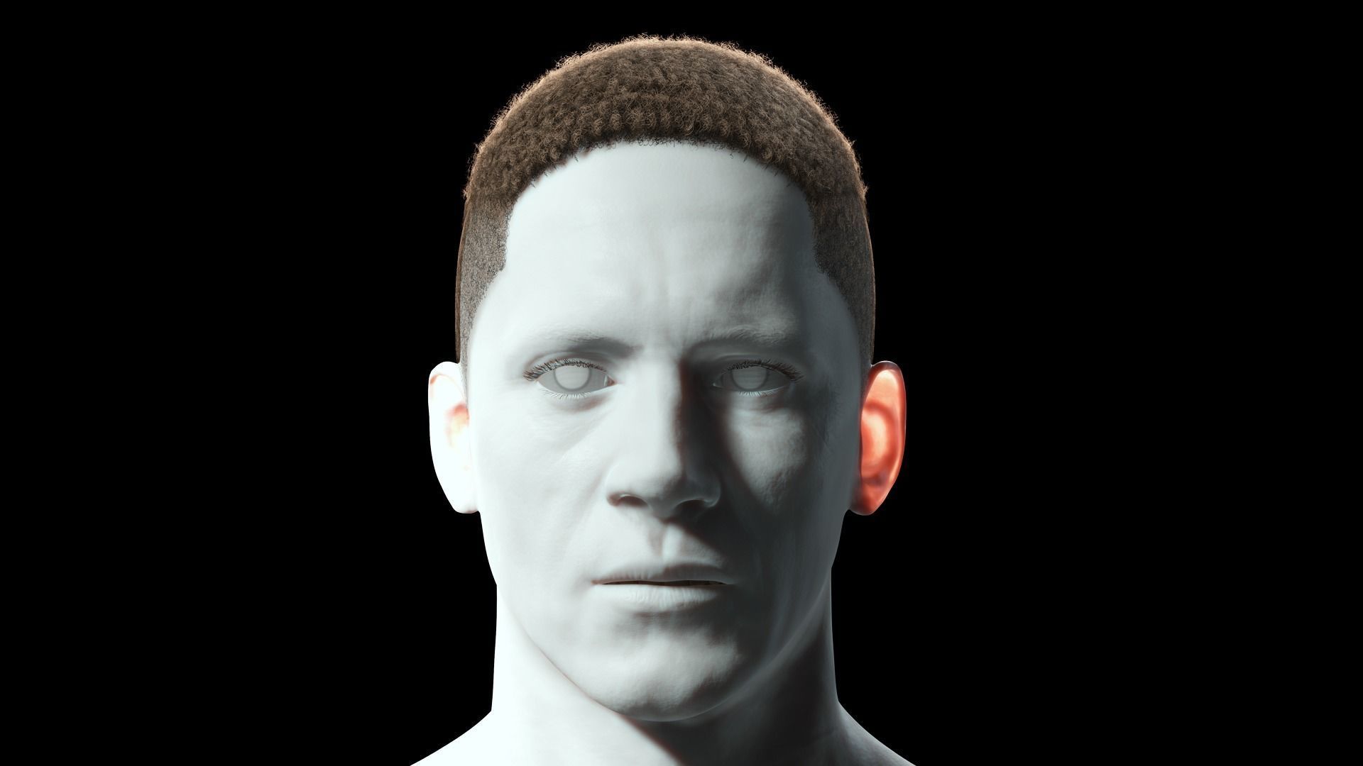 Realistic Hair male Low-poly 3D model_2