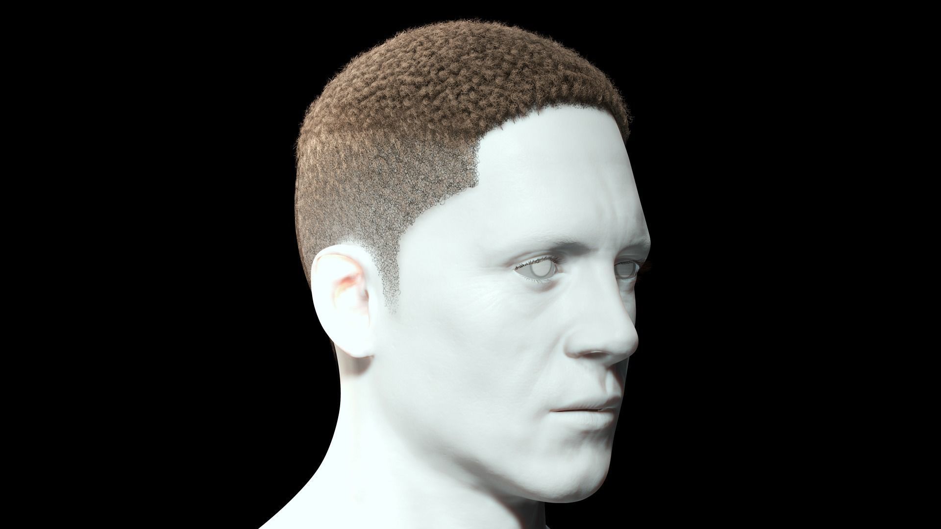 Realistic Hair male Low-poly 3D model_3