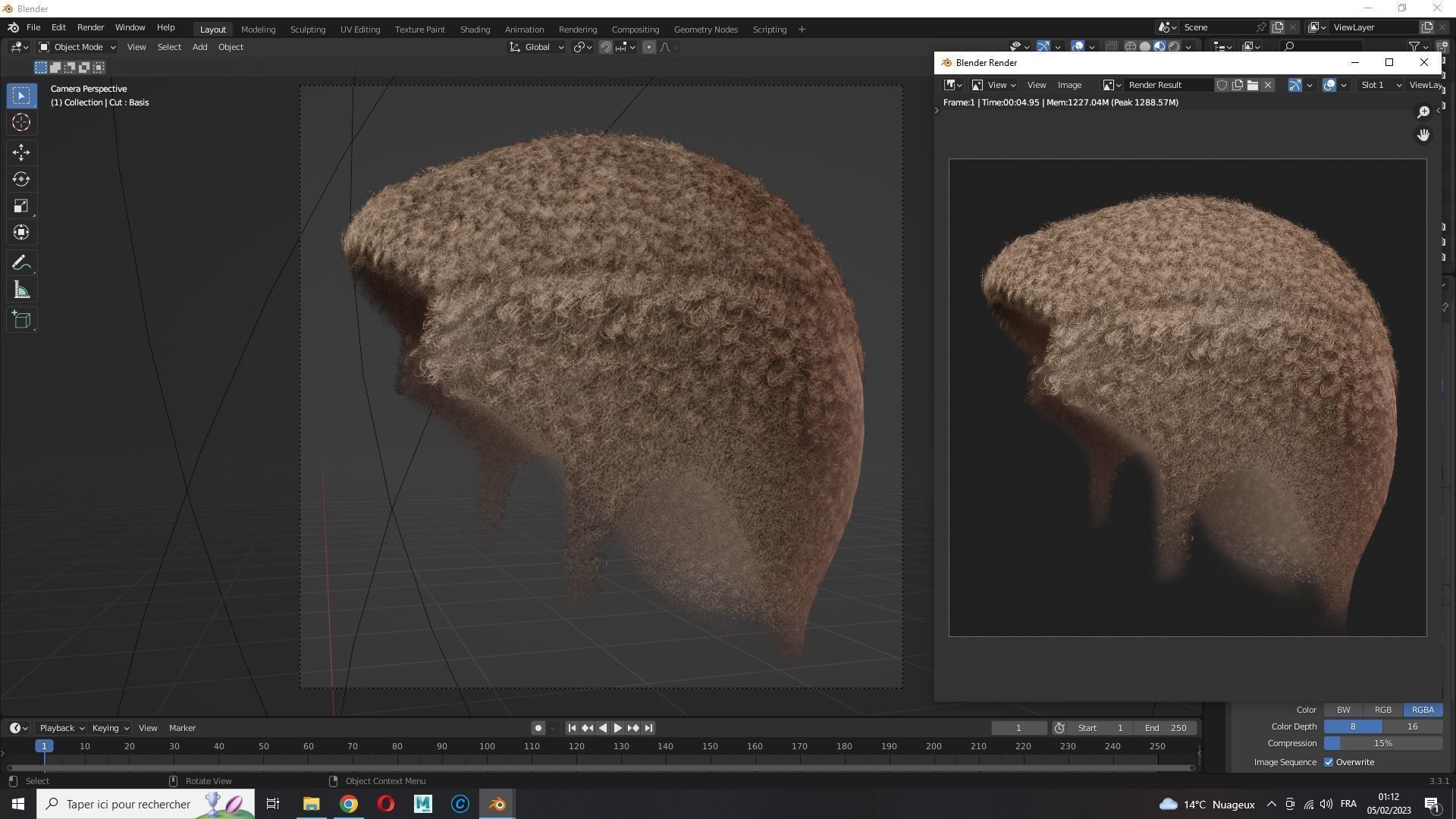 Realistic Hair male Low-poly 3D model_15