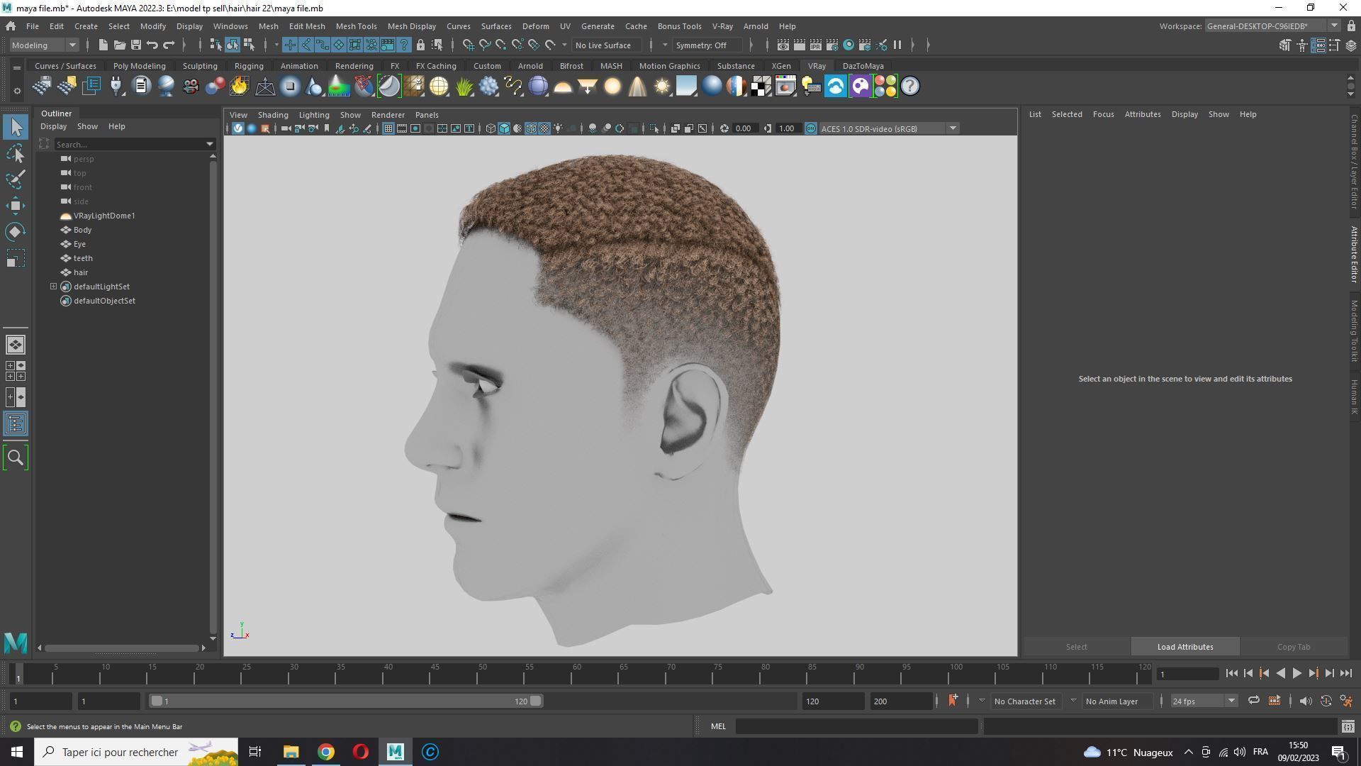 Realistic Hair male Low-poly 3D model_18