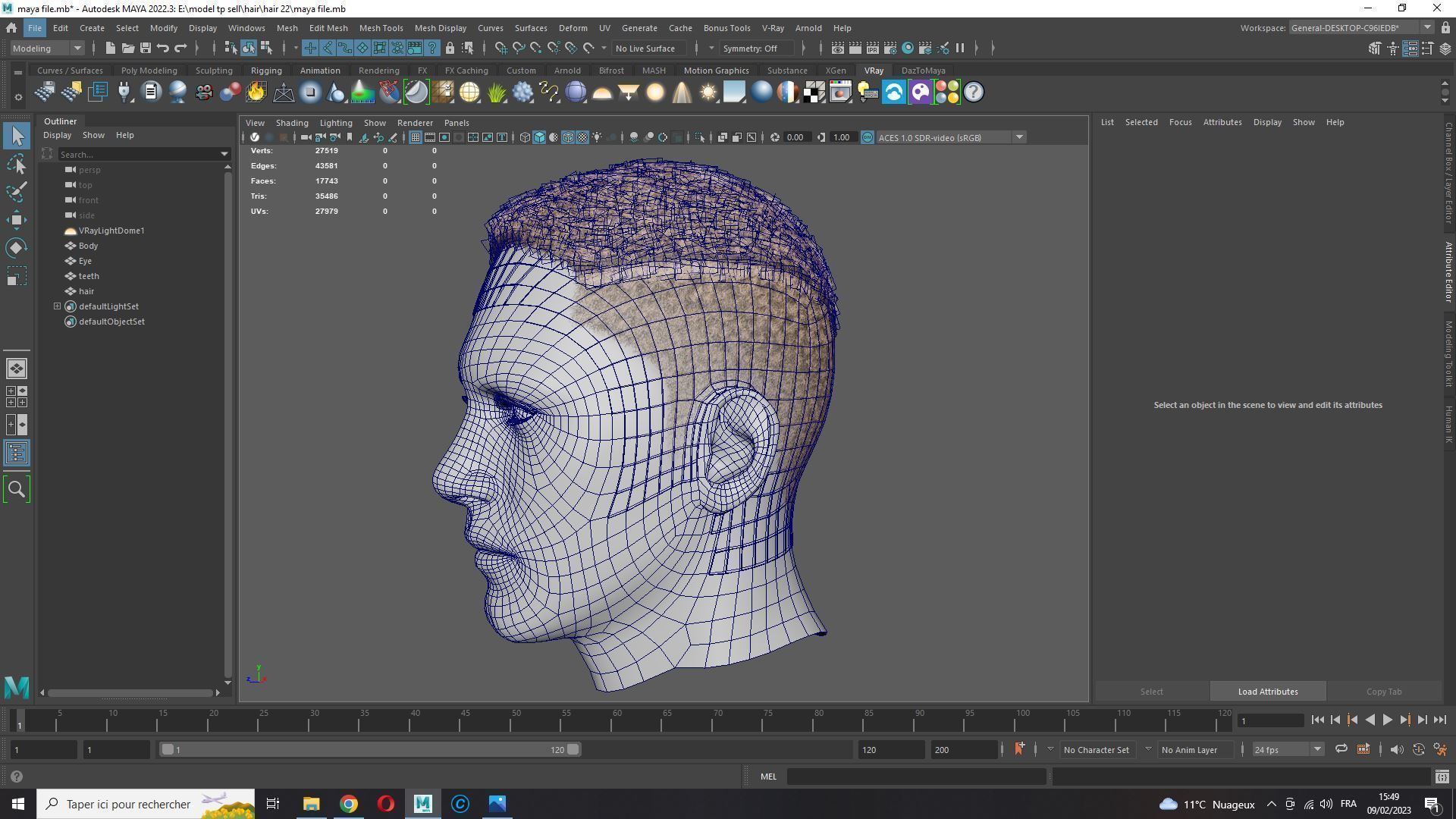 Realistic Hair male Low-poly 3D model_17