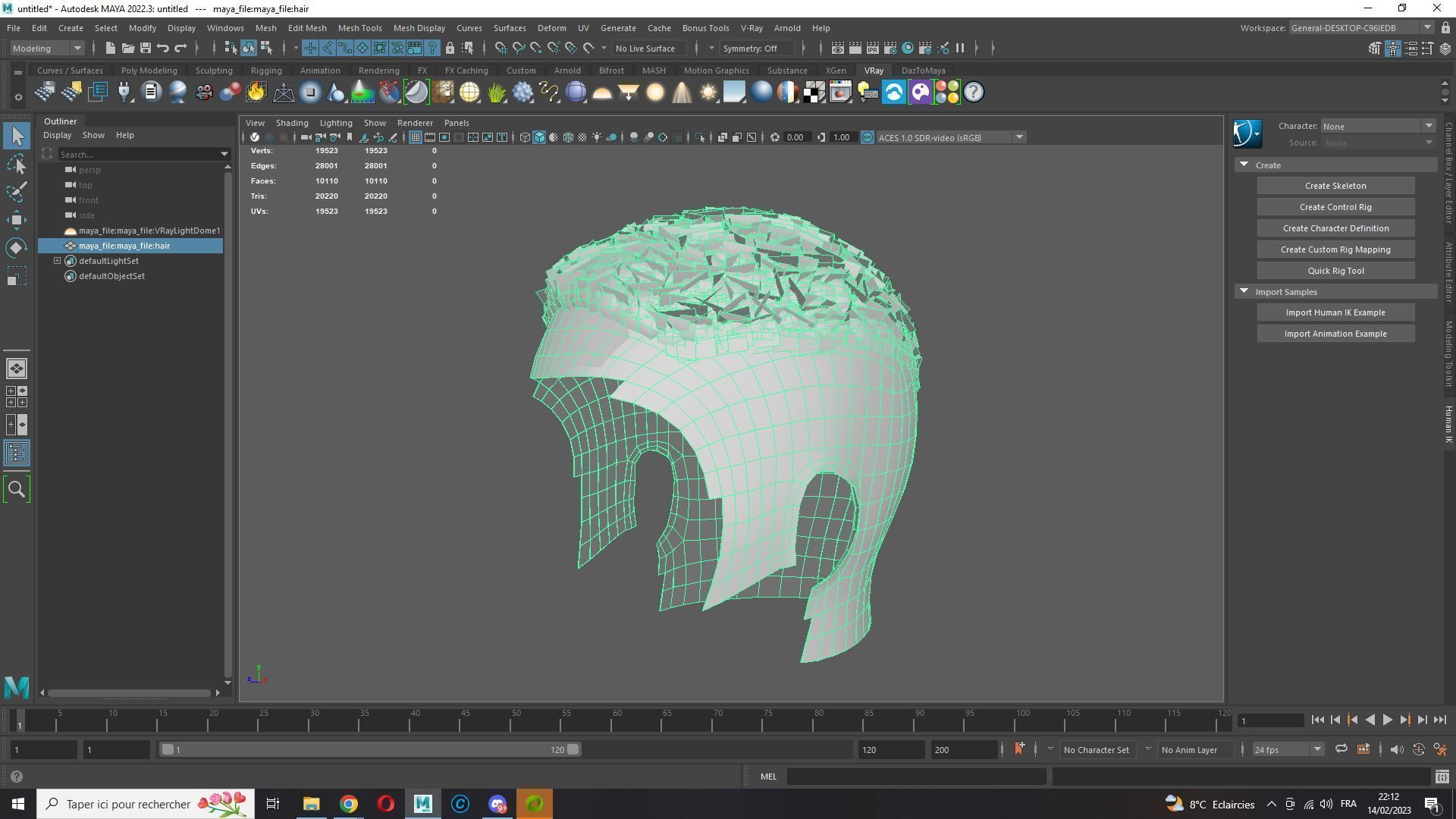 Realistic Hair male Low-poly 3D model_21