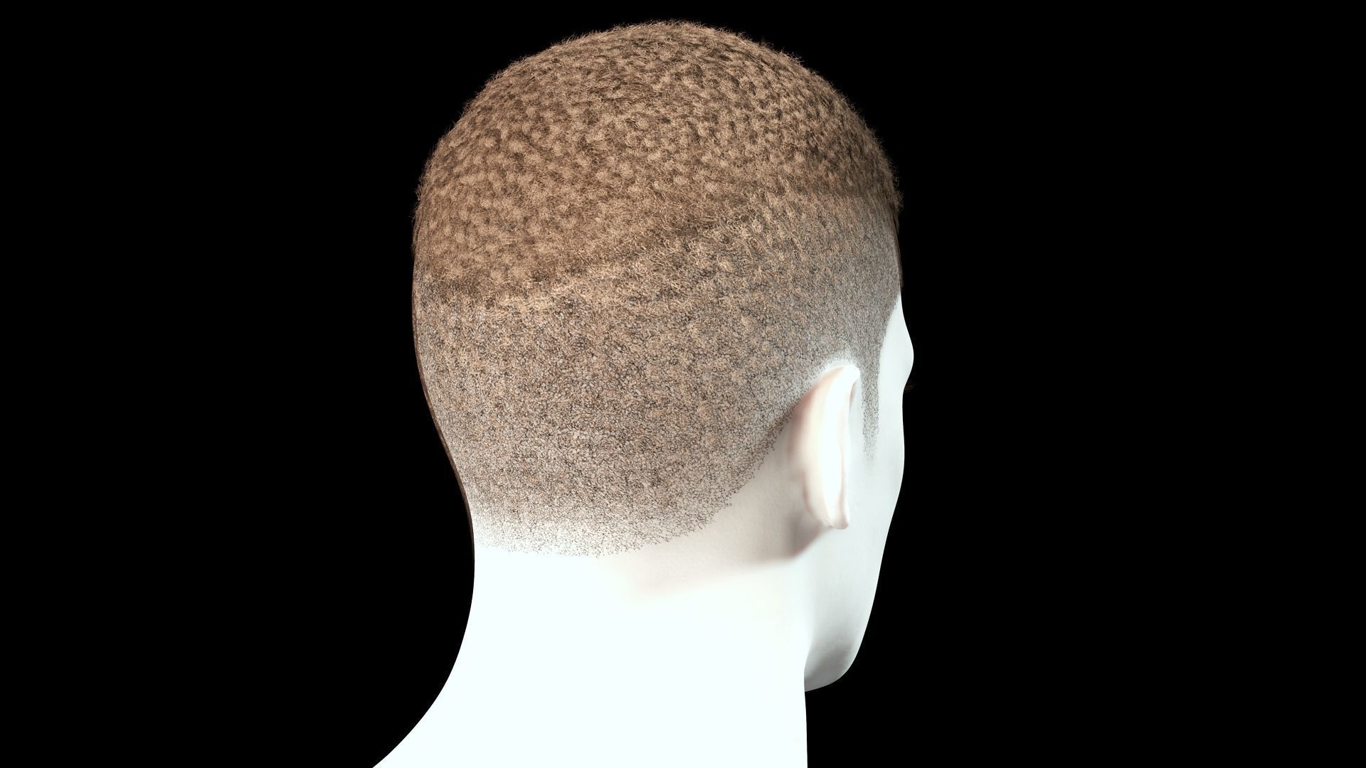Realistic Hair male Low-poly 3D model_5