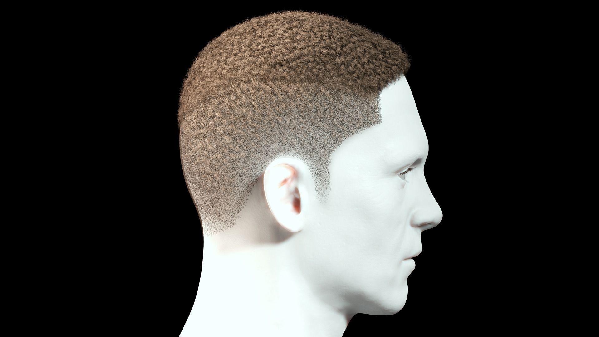 Realistic Hair male Low-poly 3D model_4