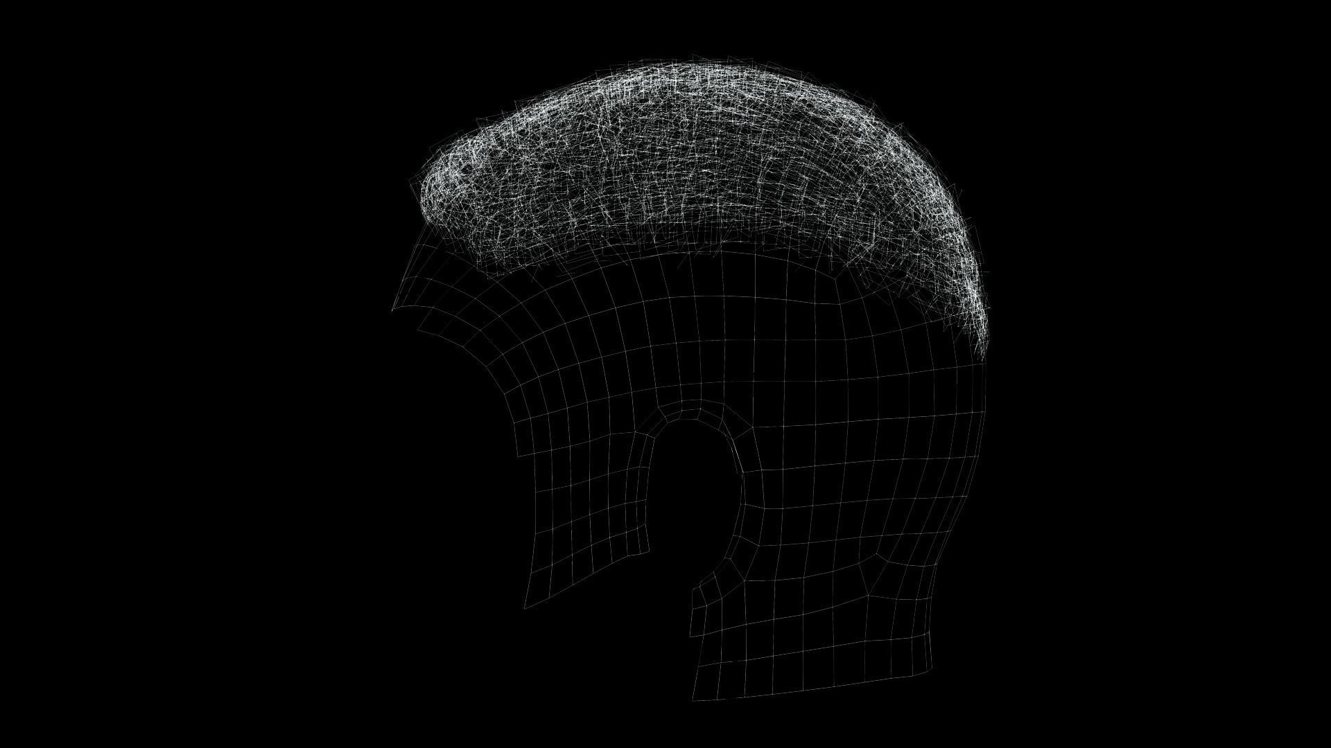 Realistic Hair male Low-poly 3D model_11