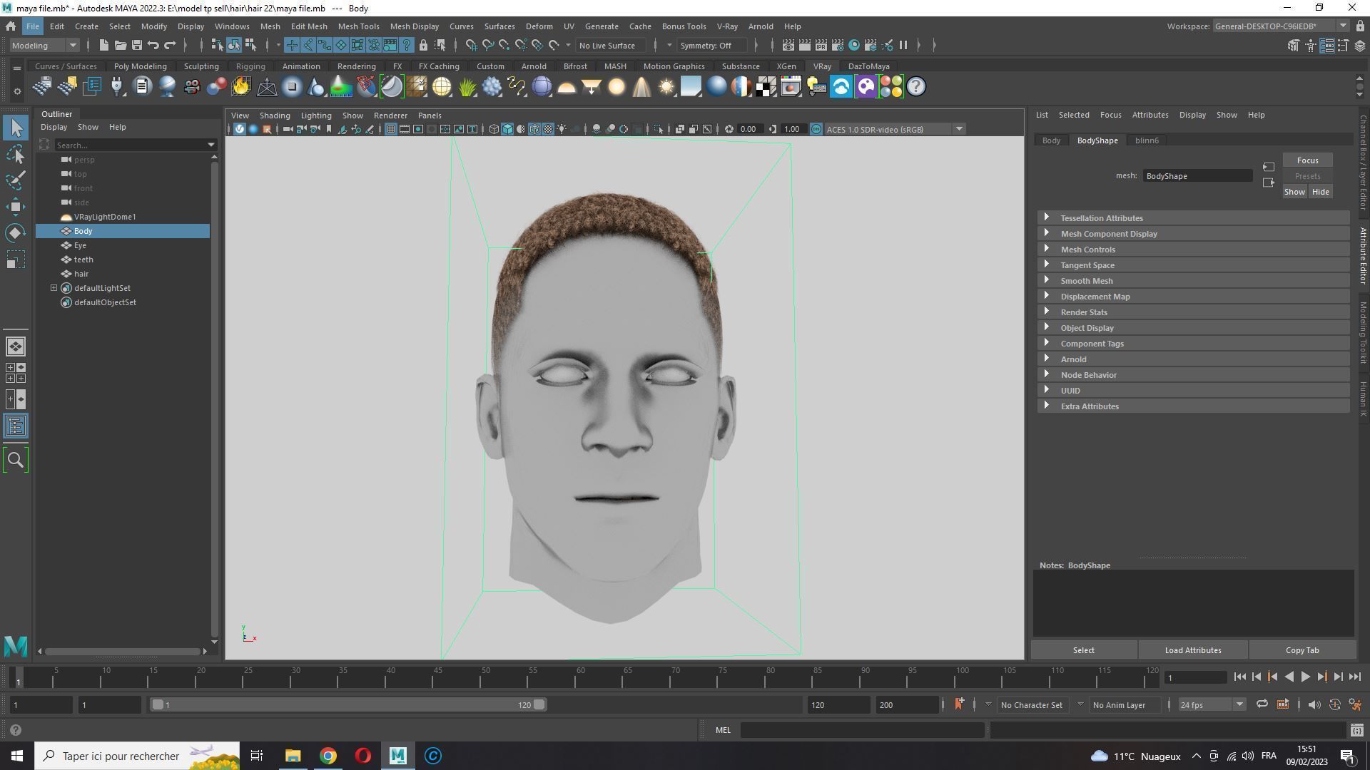 Realistic Hair male Low-poly 3D model_19