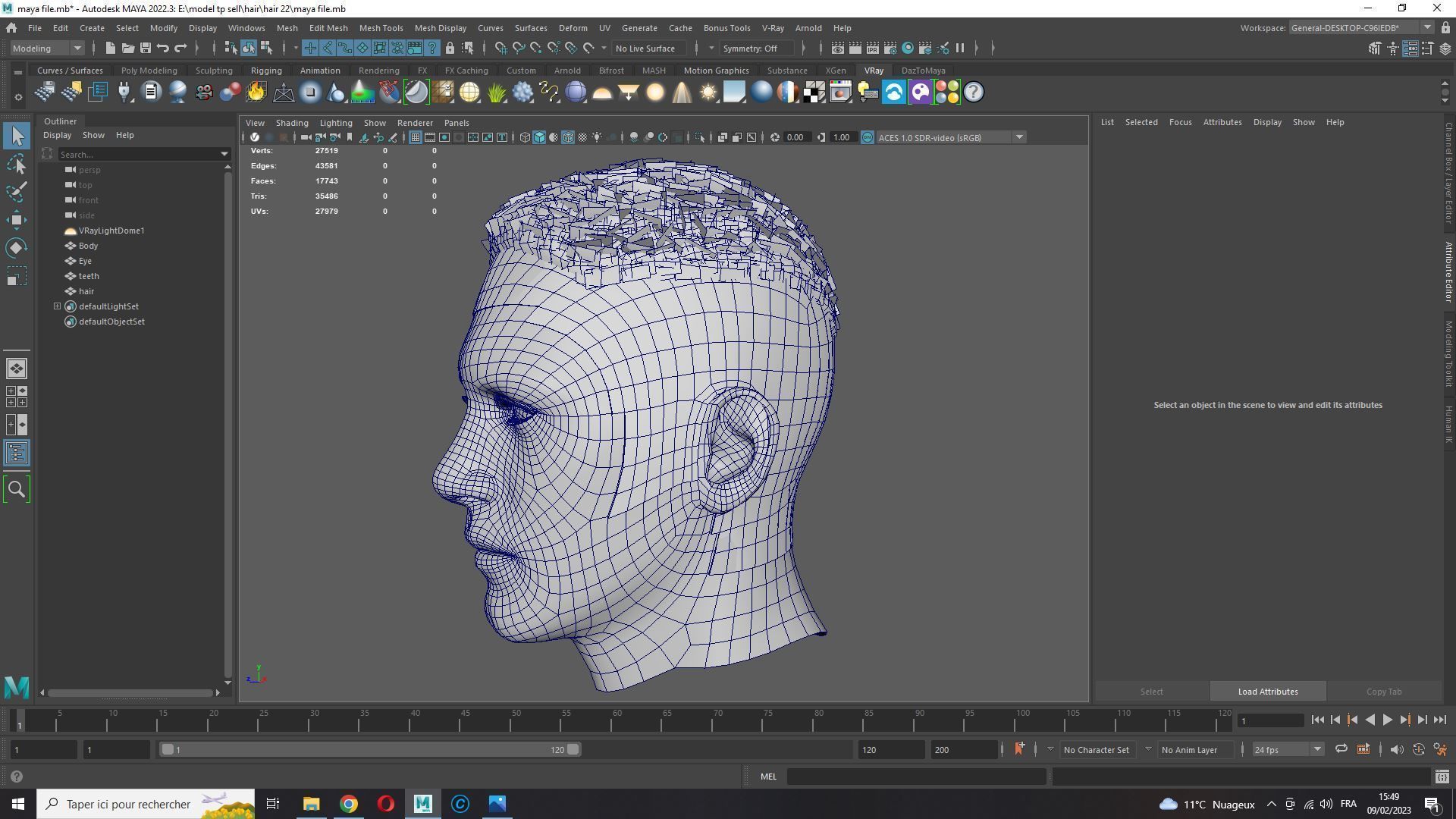 Realistic Hair male Low-poly 3D model_16