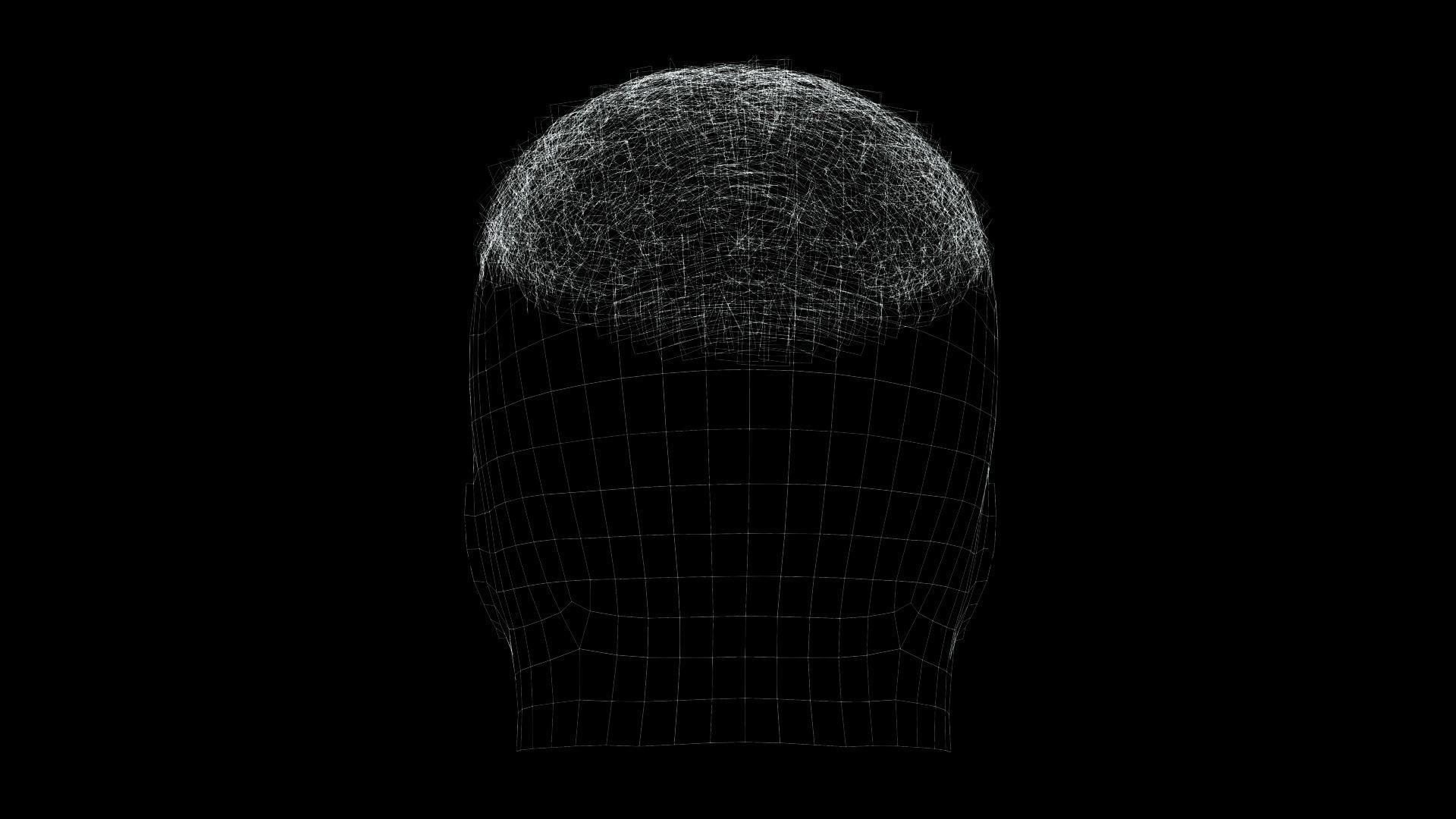 Realistic Hair male Low-poly 3D model_13