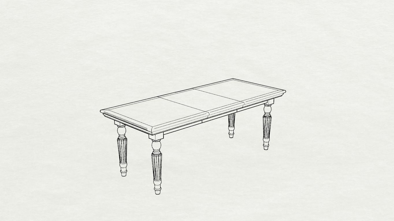 Dolls House Miniature Victorian Long Dining Table 12th Scale 3D print model_1