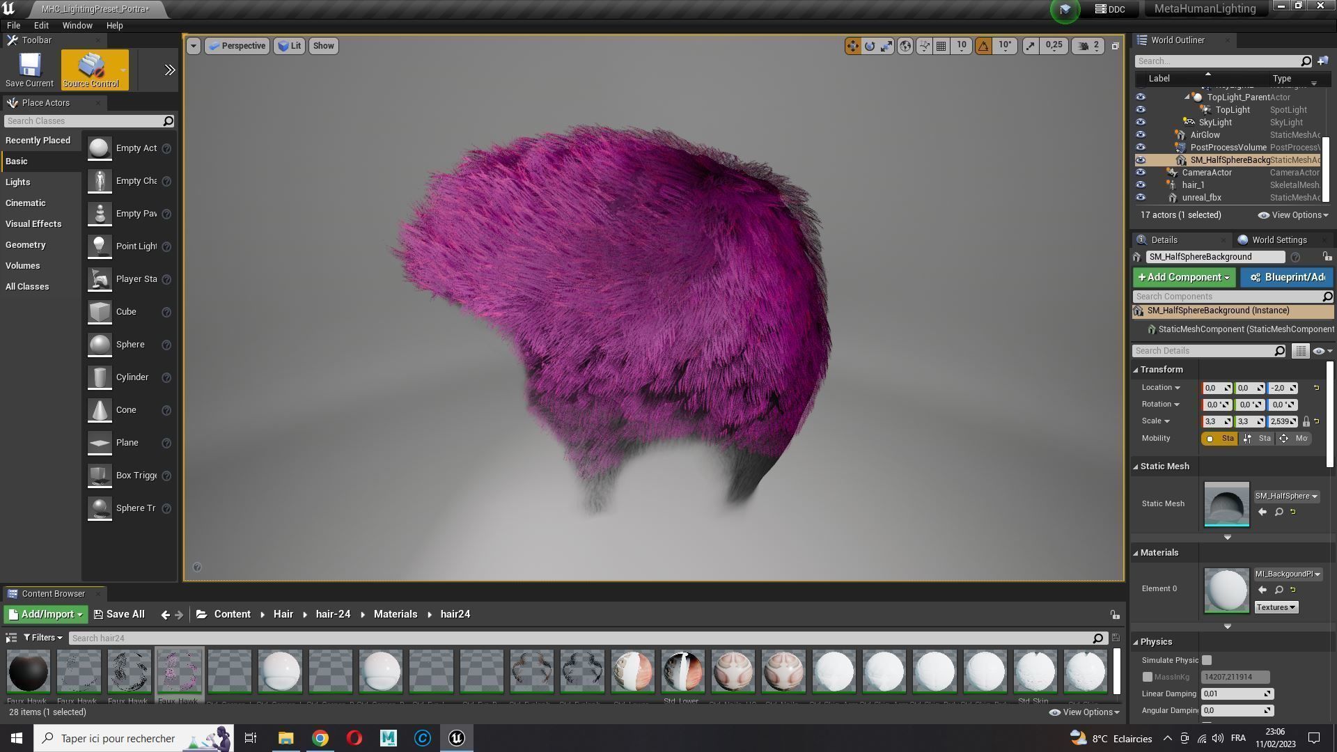 Realistic Hair hawk Low-poly 3D model_24