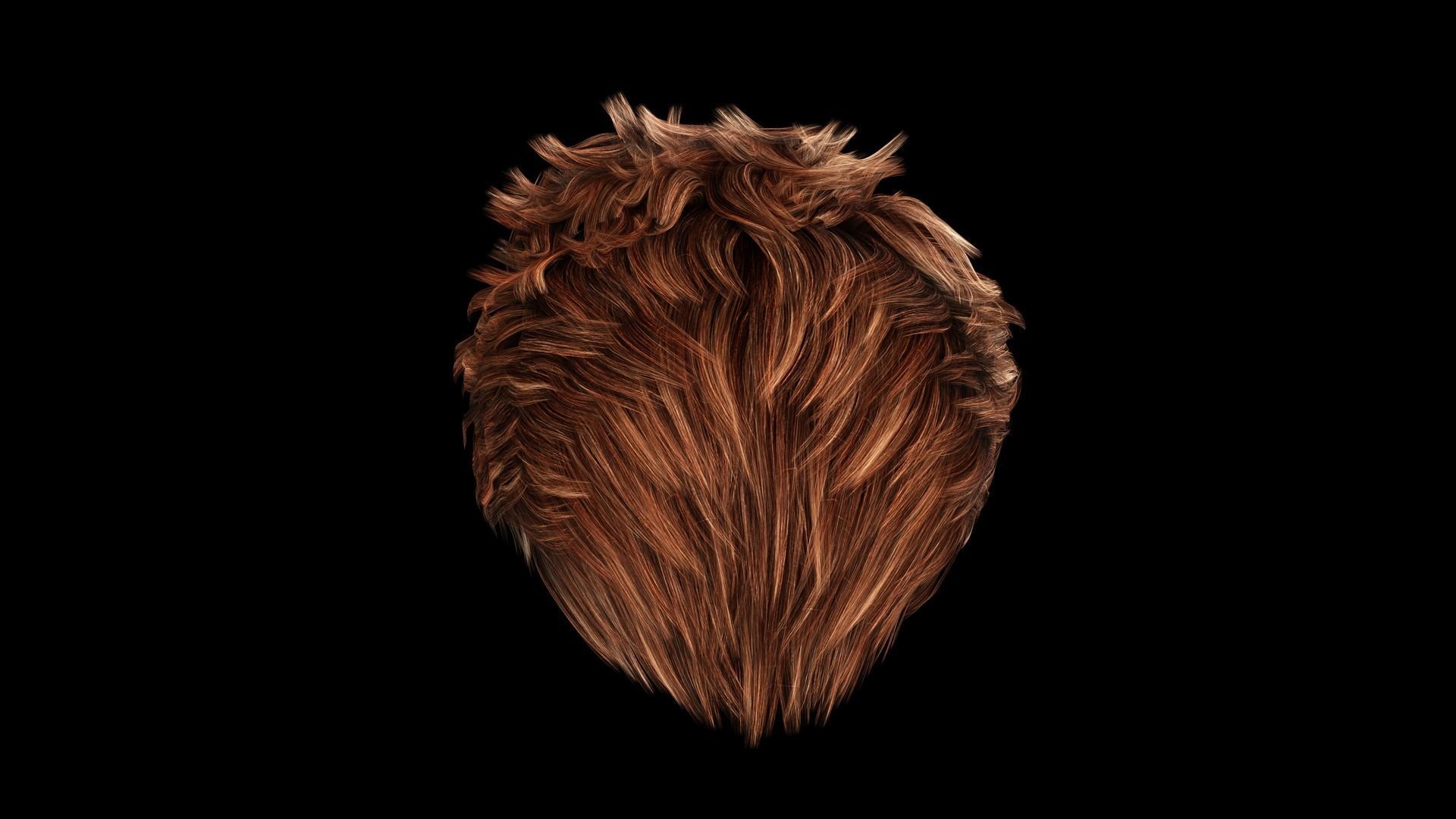 Realistic Hair man game cards  Low-poly 3D model_8
