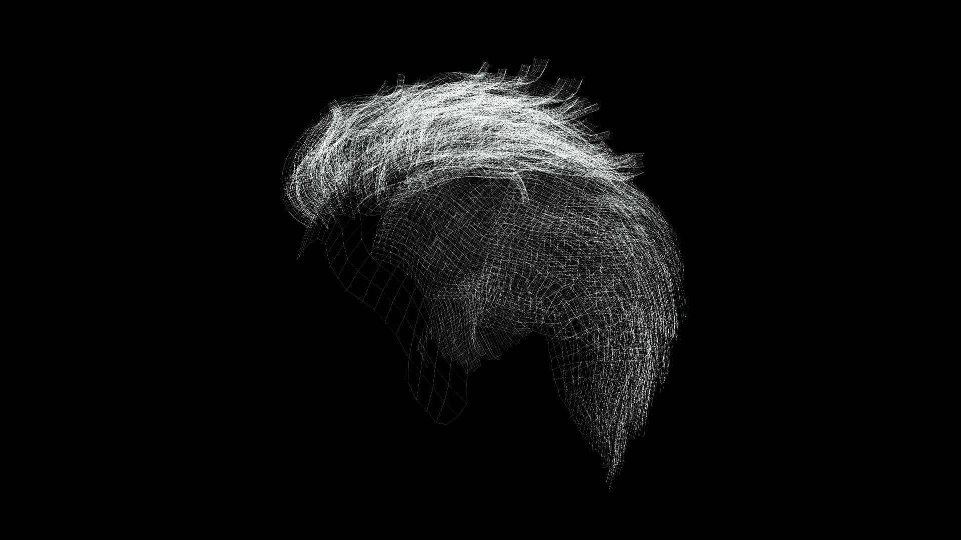 Realistic Hair man game cards  Low-poly 3D model_11