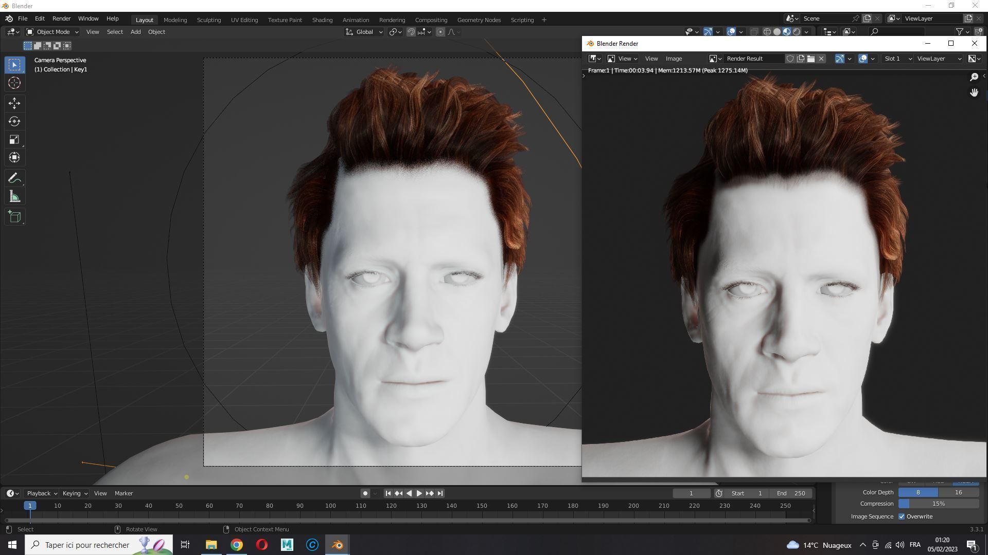 Realistic Hair man game cards  Low-poly 3D model_14