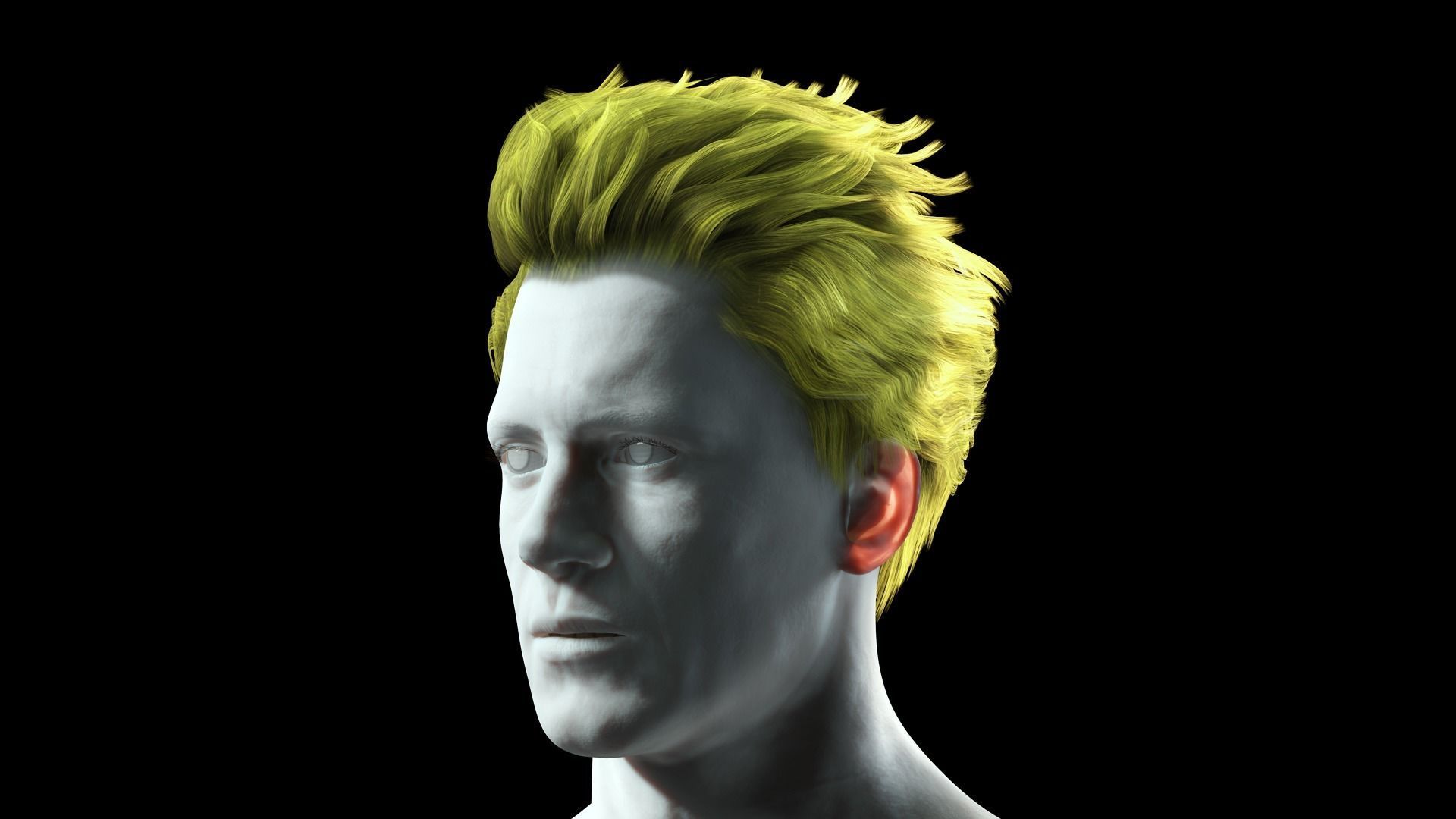 Realistic Hair man game cards  Low-poly 3D model_2