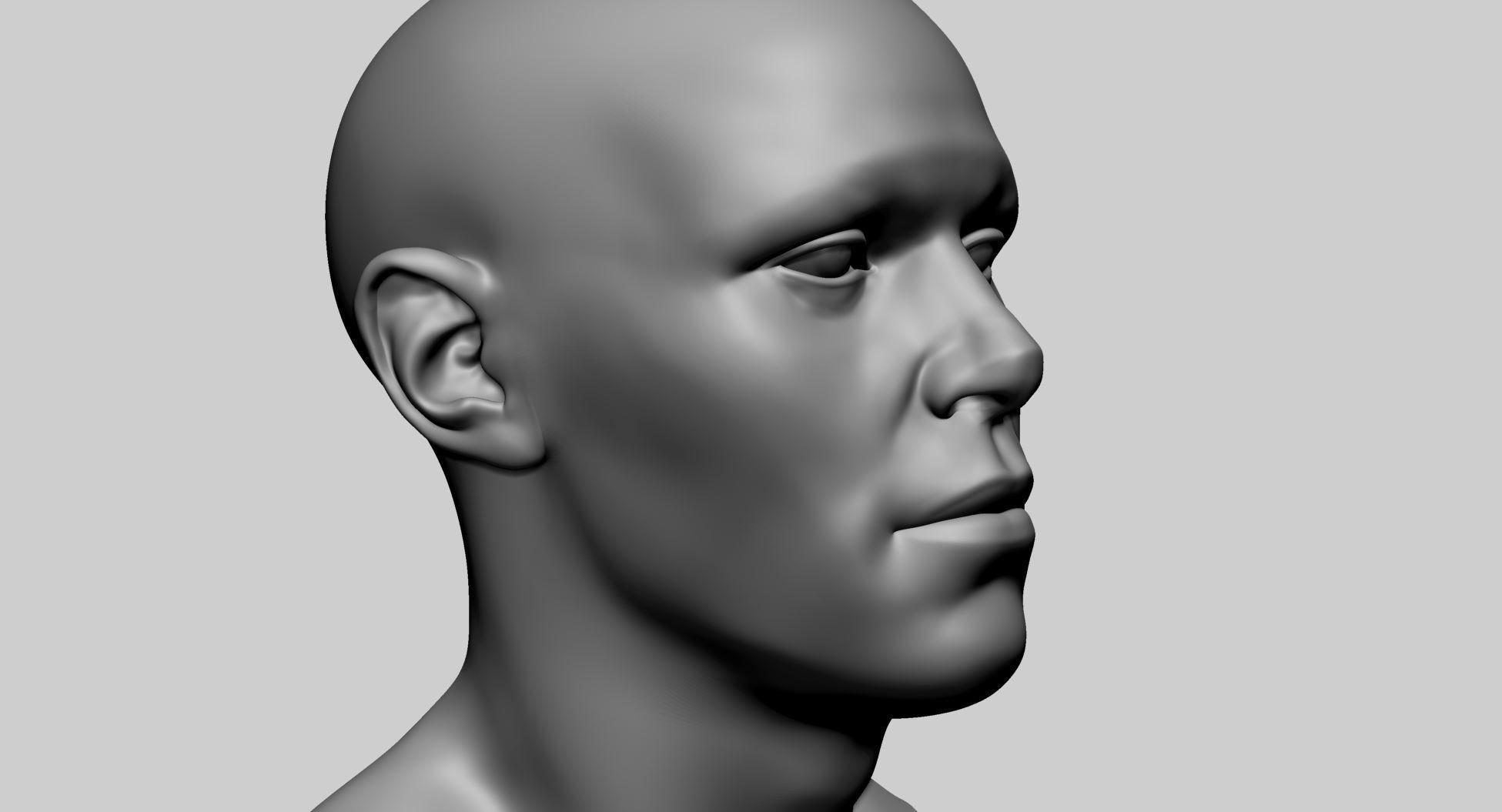 Base Male Head H 3D model_10