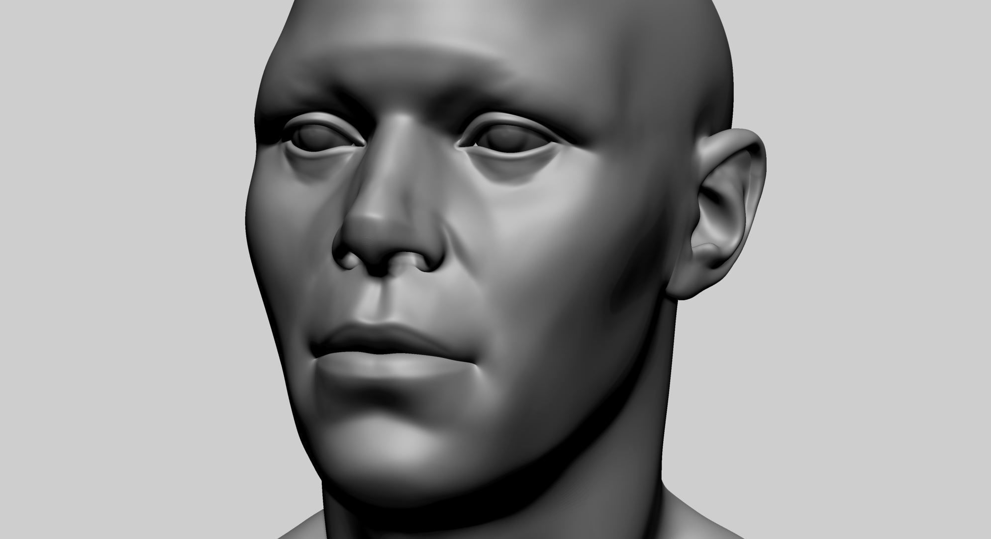 Base Male Head H 3D model_11
