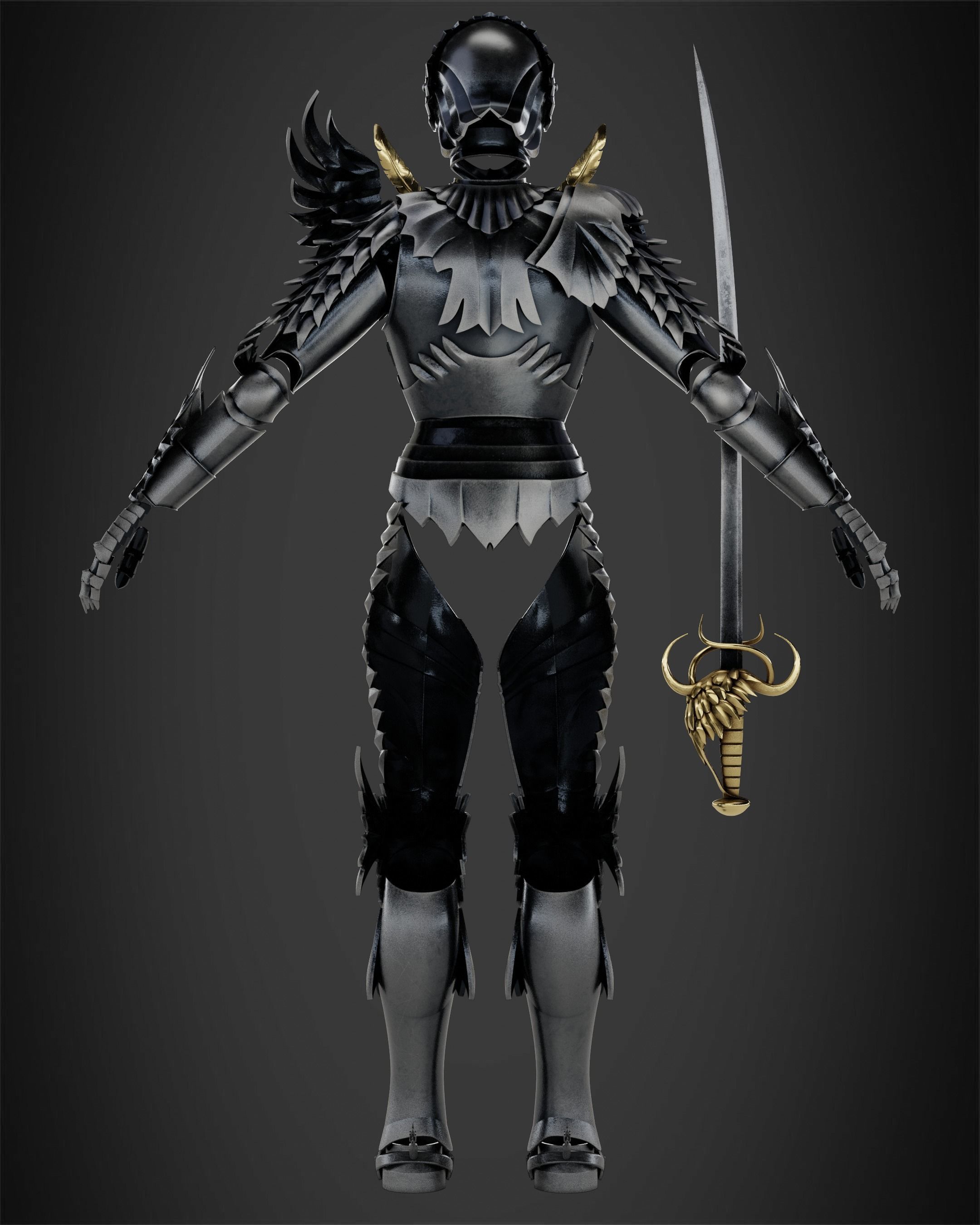 Berserk Griffith Full Armor and Sword for Cosplay 3D Model Collection_8
