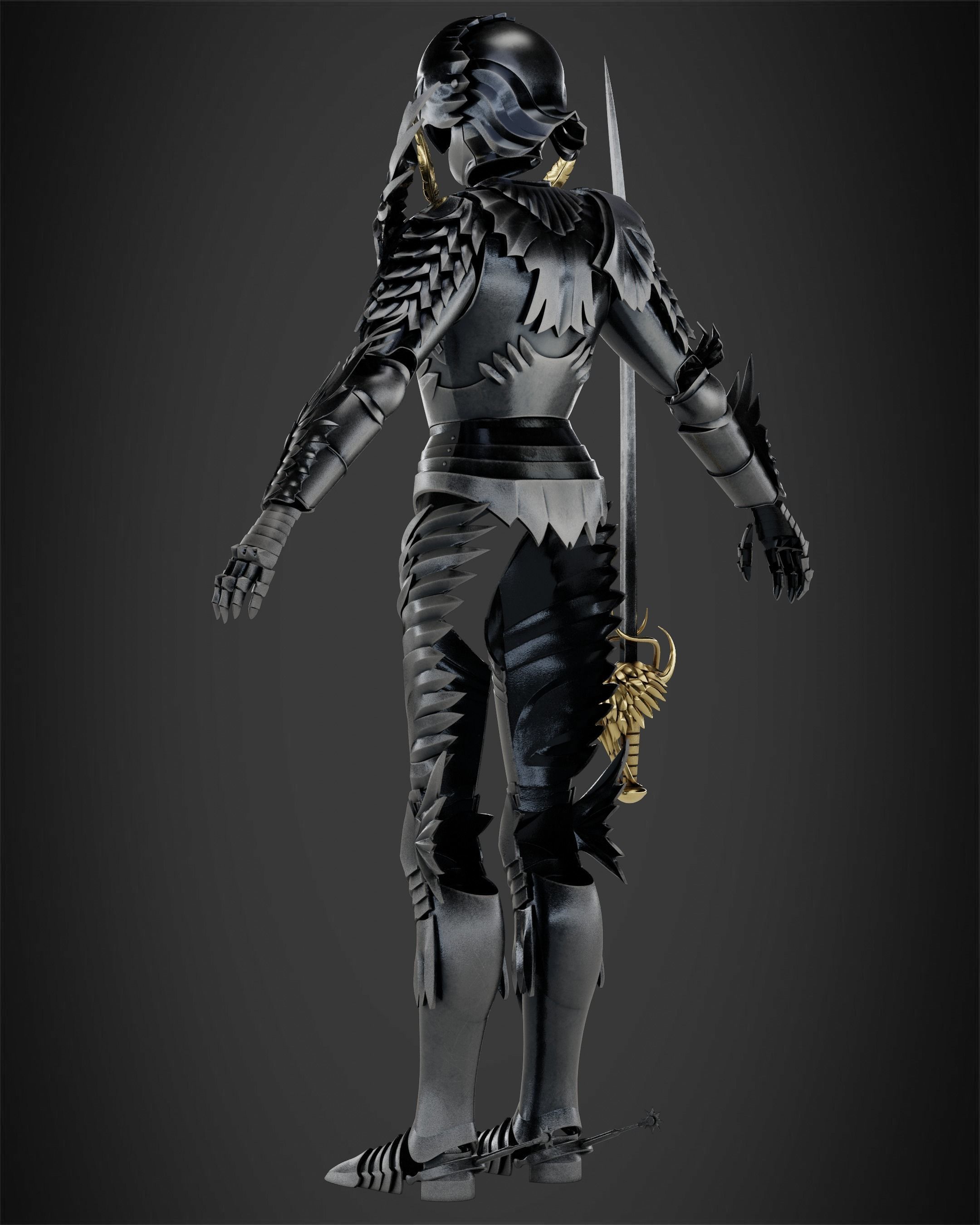 Berserk Griffith Full Armor and Sword for Cosplay 3D Model Collection_9