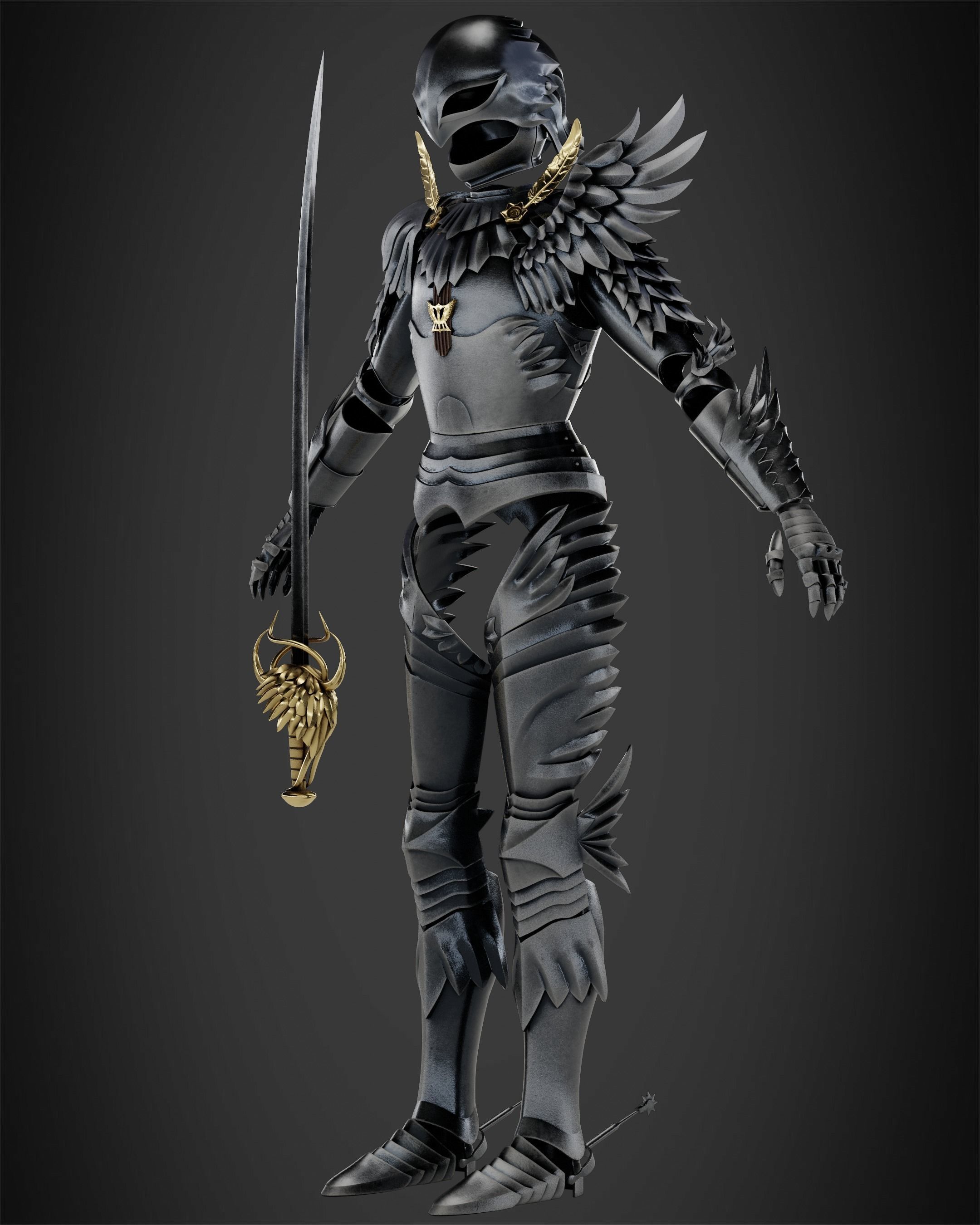 Berserk Griffith Full Armor and Sword for Cosplay 3D Model Collection_7