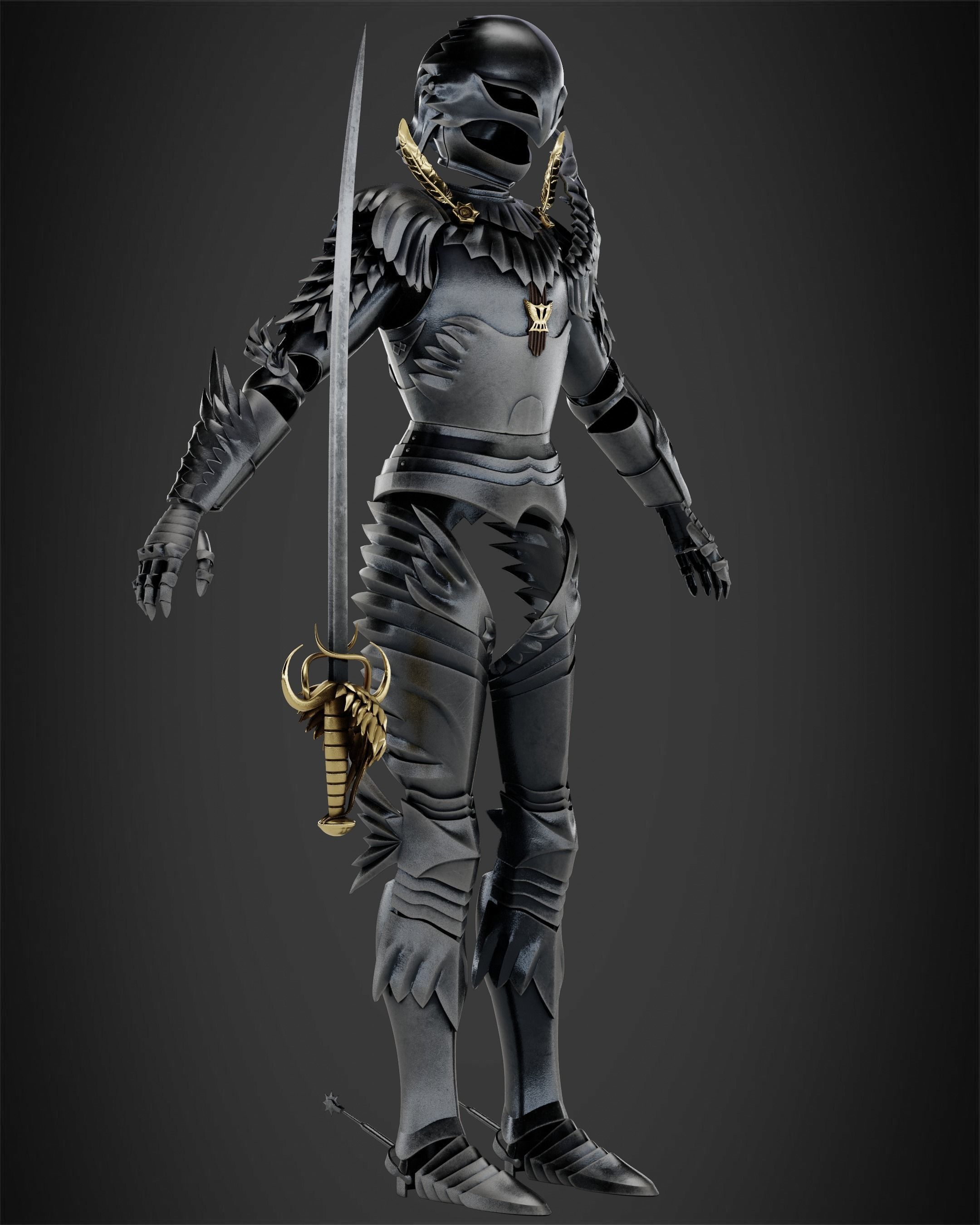 Berserk Griffith Full Armor and Sword for Cosplay 3D Model Collection_4