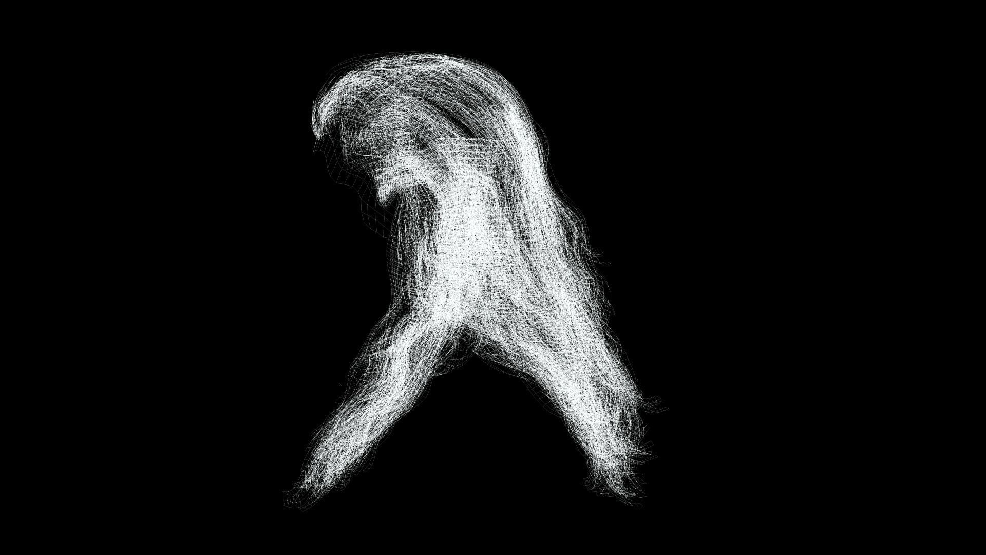 Realistic Long Hair Man Low-poly 3D model_11