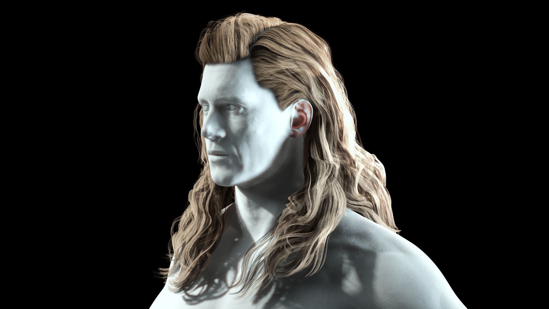 Realistic Long Hair Man Low-poly 3D model_3
