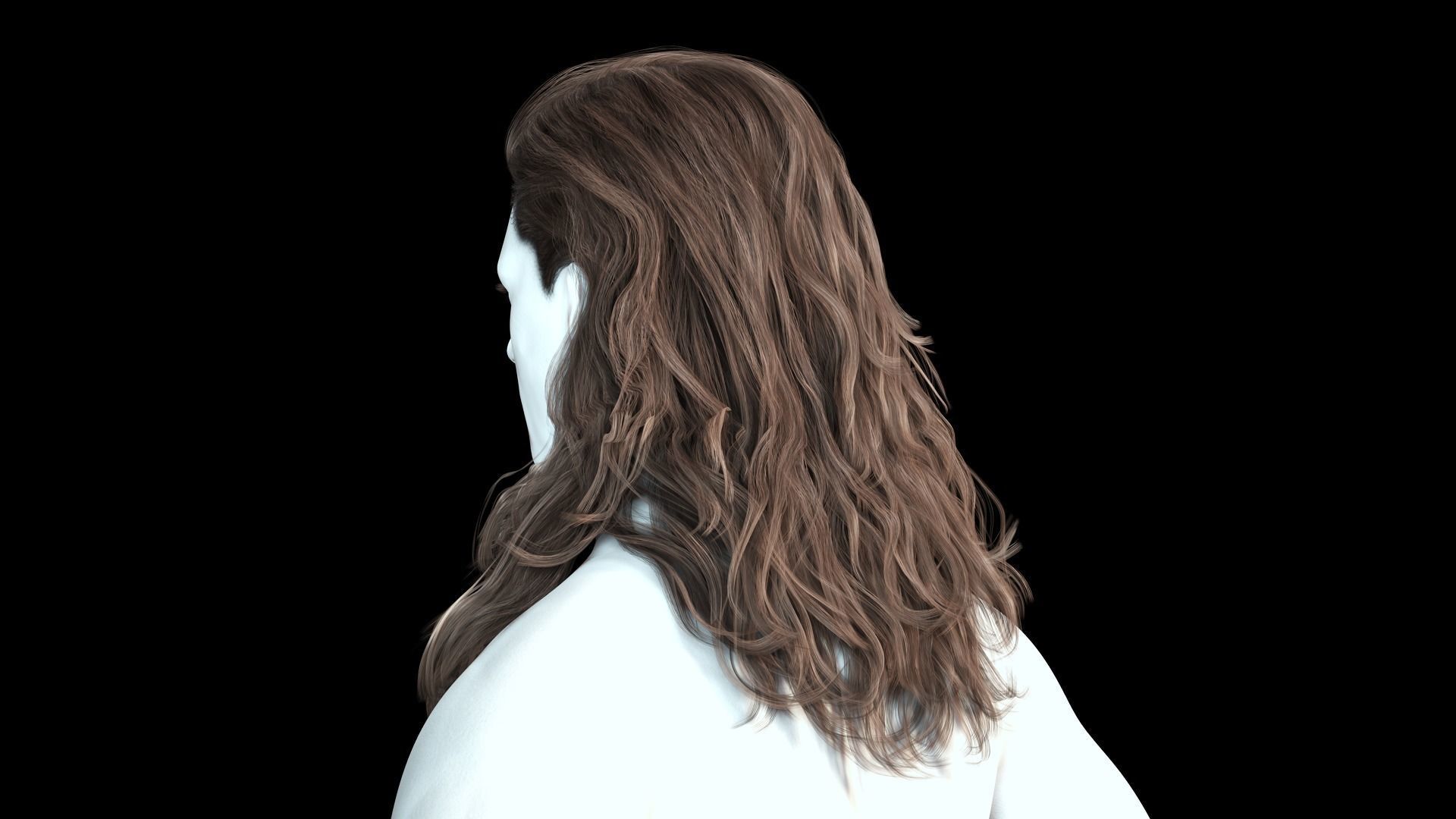 Realistic Long Hair Man Low-poly 3D model_6