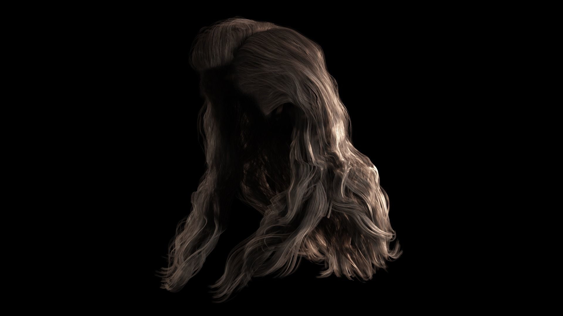 Realistic Long Hair Man Low-poly 3D model_8