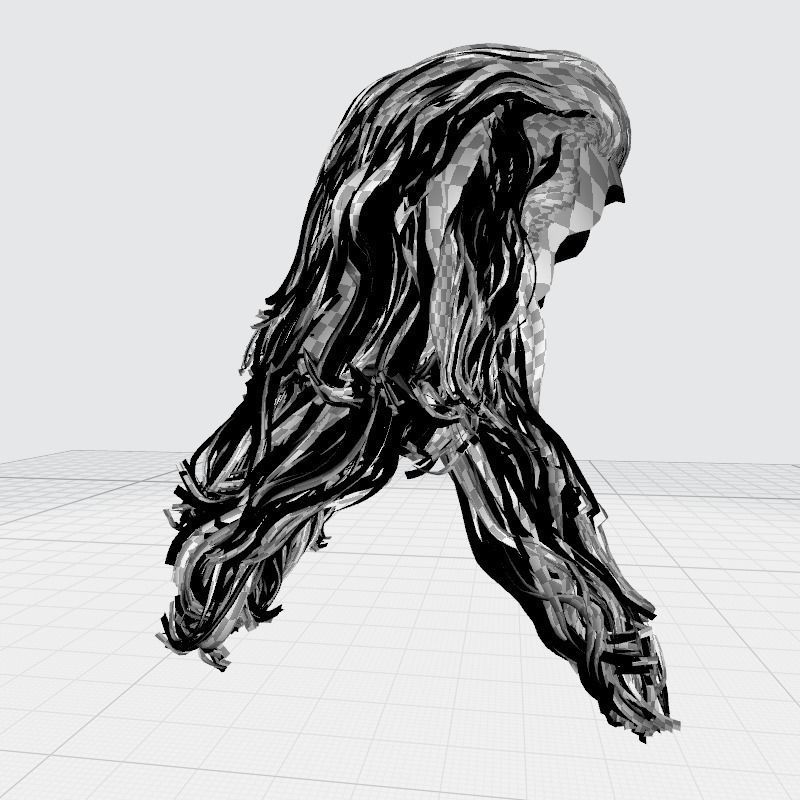 Realistic Long Hair Man Low-poly 3D model_26